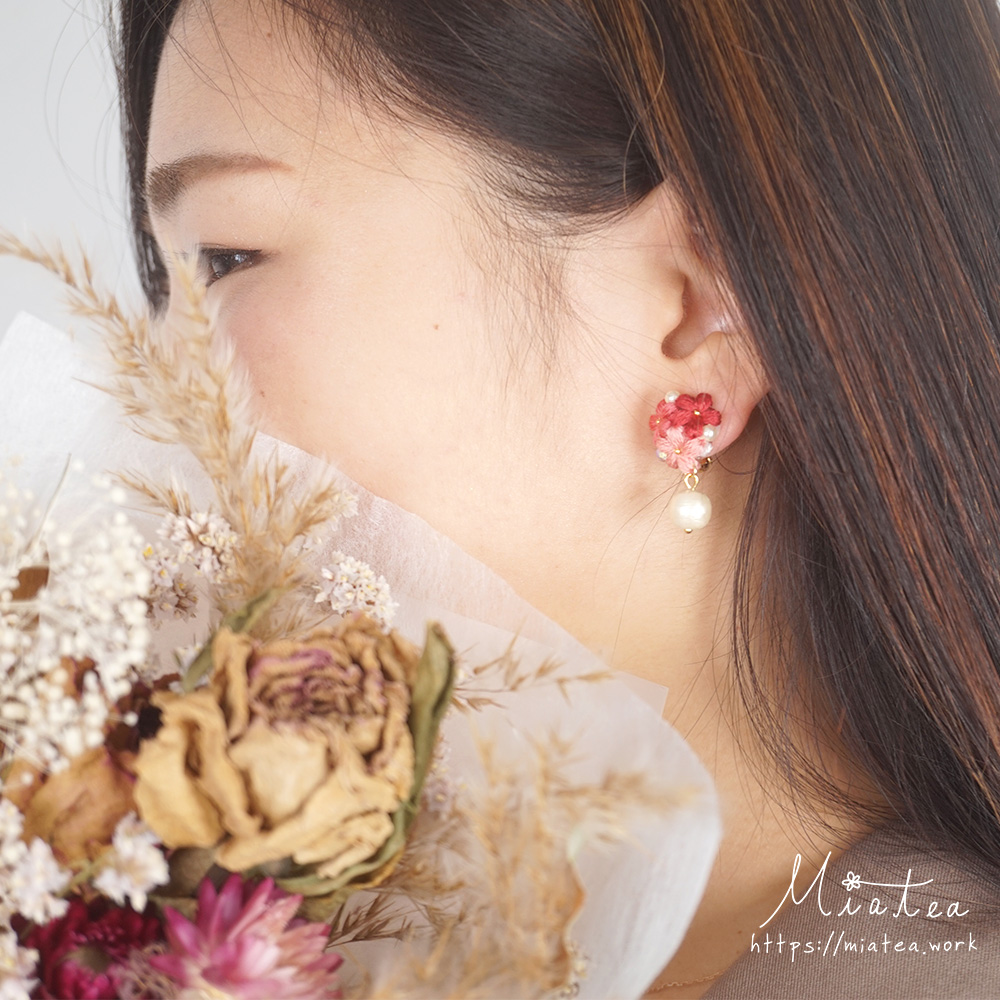 三つ花のブーケ「幸せの日」／ピアス・イヤリングの画像2