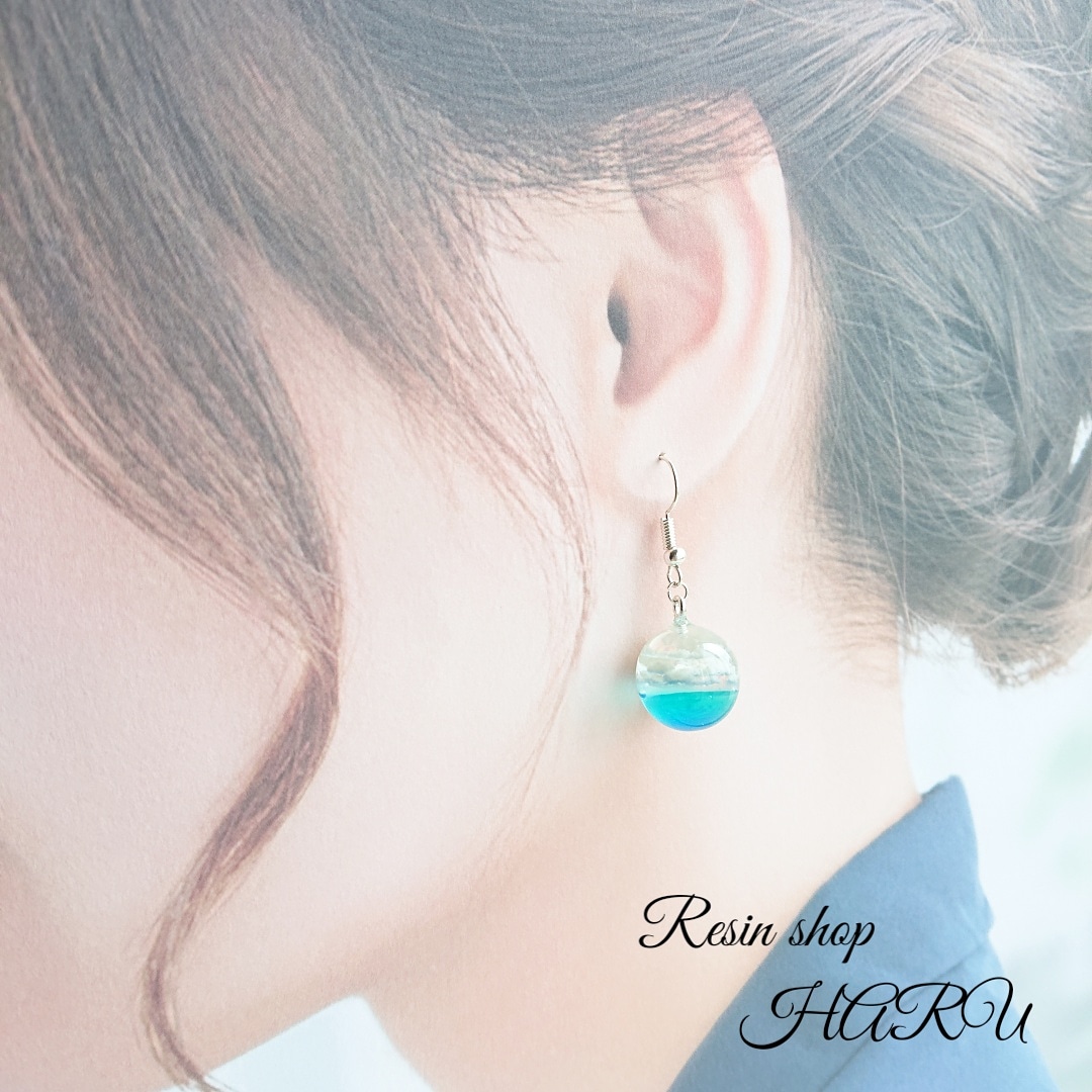 晴天の水平線。.*球体レジンピアス・イヤリングの画像3