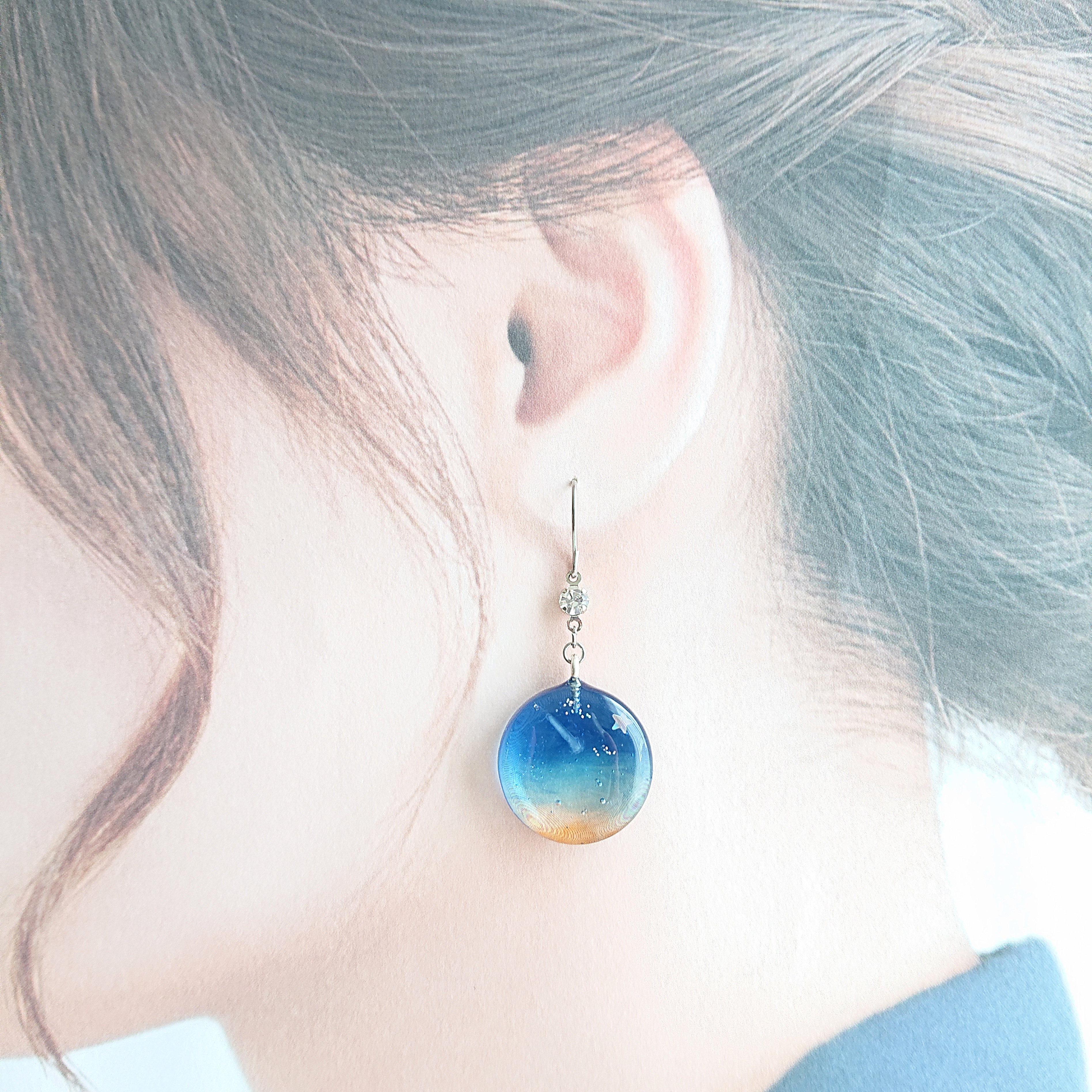 １番星。.*・°円型レジンピアス・イヤリングの画像3