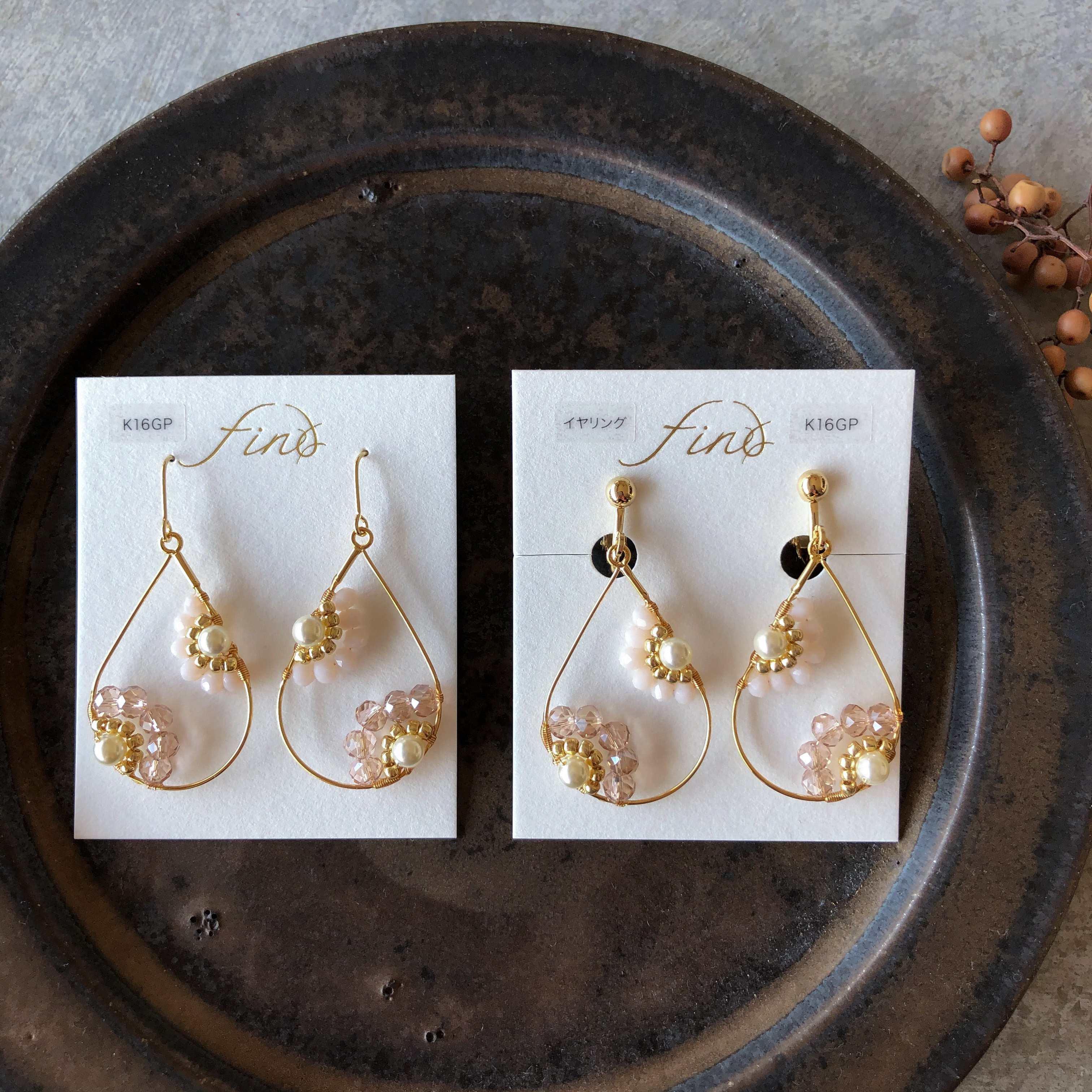 【金具選択可】しずく　小　［ピンク×ピンク］の画像2