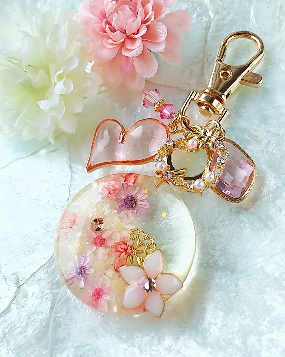 Star flower bloom キーホルダー（ピンク）の画像2