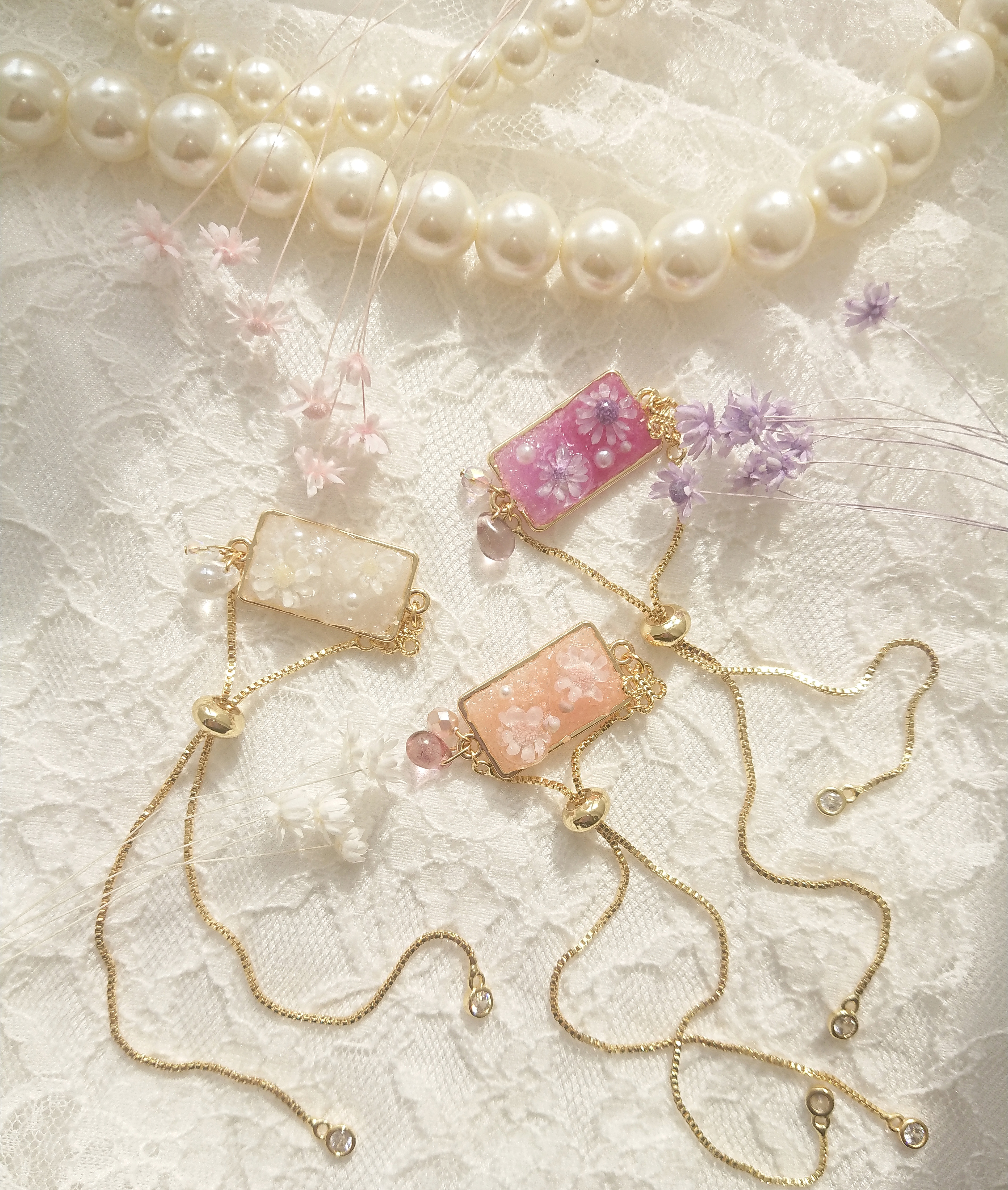 ドゥルージー風 お花ブレスレット ﴾ピンク﴿ の画像2