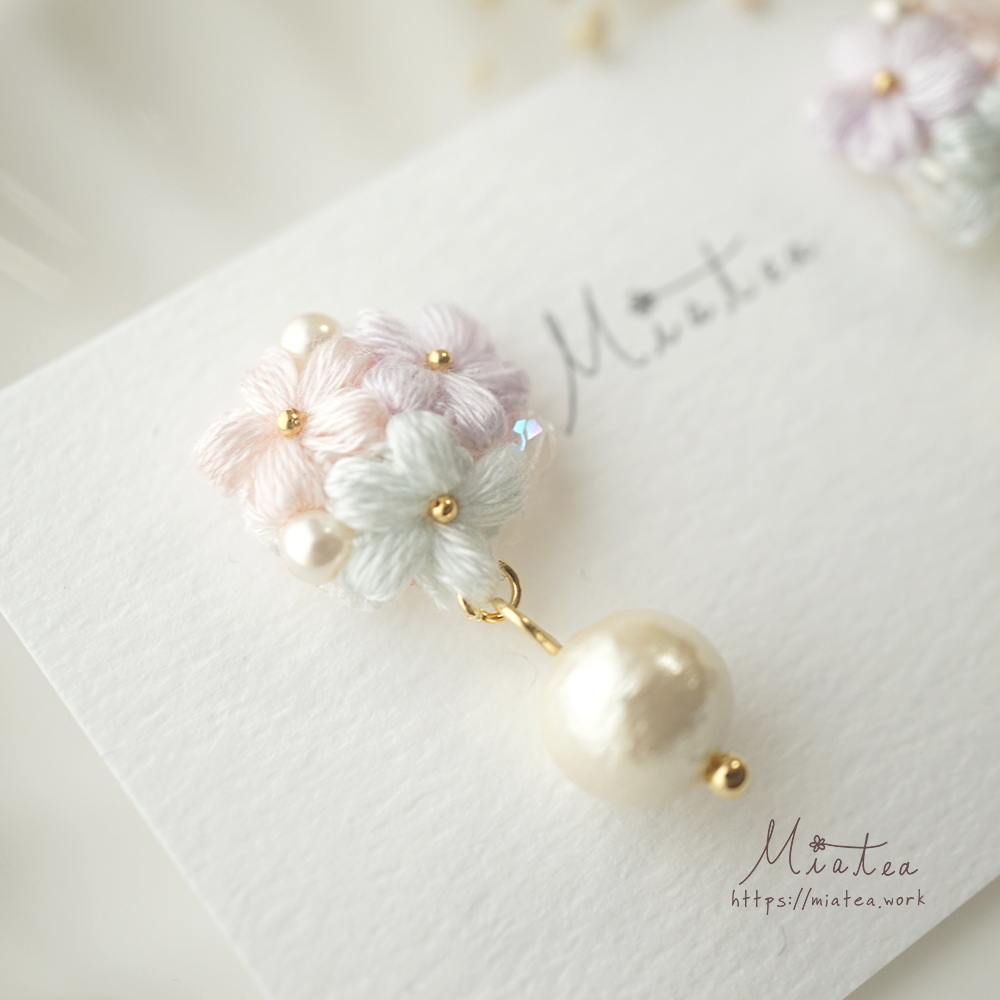 三つ花のブーケ“春色パステル〜花摘み〜”／ピアス・イヤリングの画像2