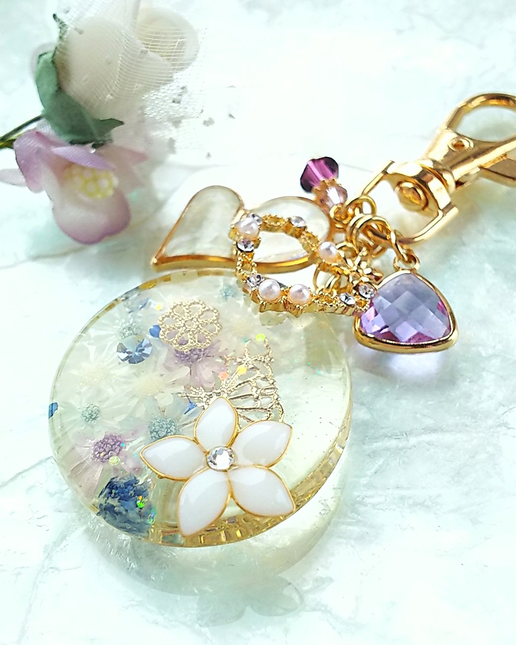 Star flower bloom キーホルダー（ブルーラベンダー）の画像2