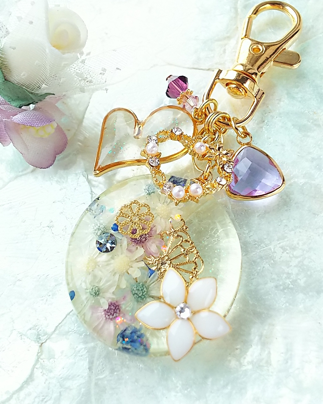 Star flower bloom キーホルダー（ブルーラベンダー）の画像3