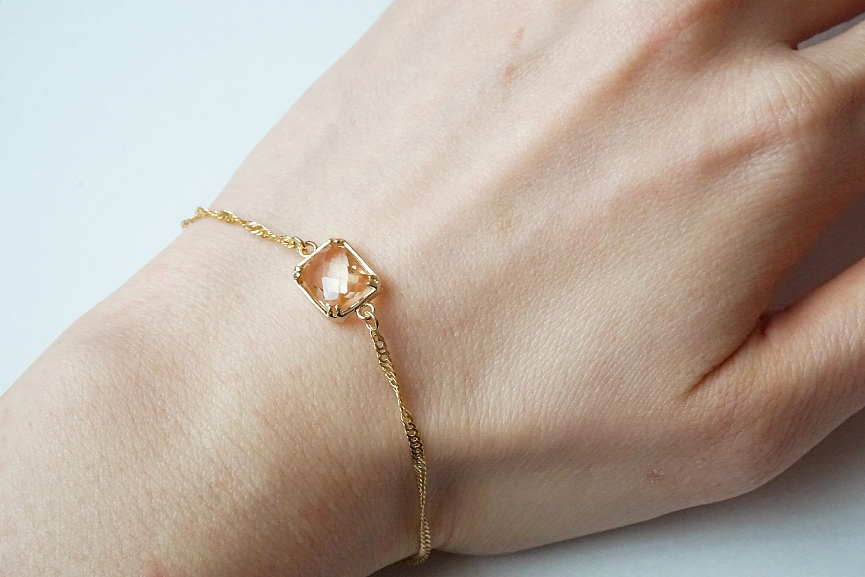 ガラスチャームブレスレット(スクエア)オレンジの画像3