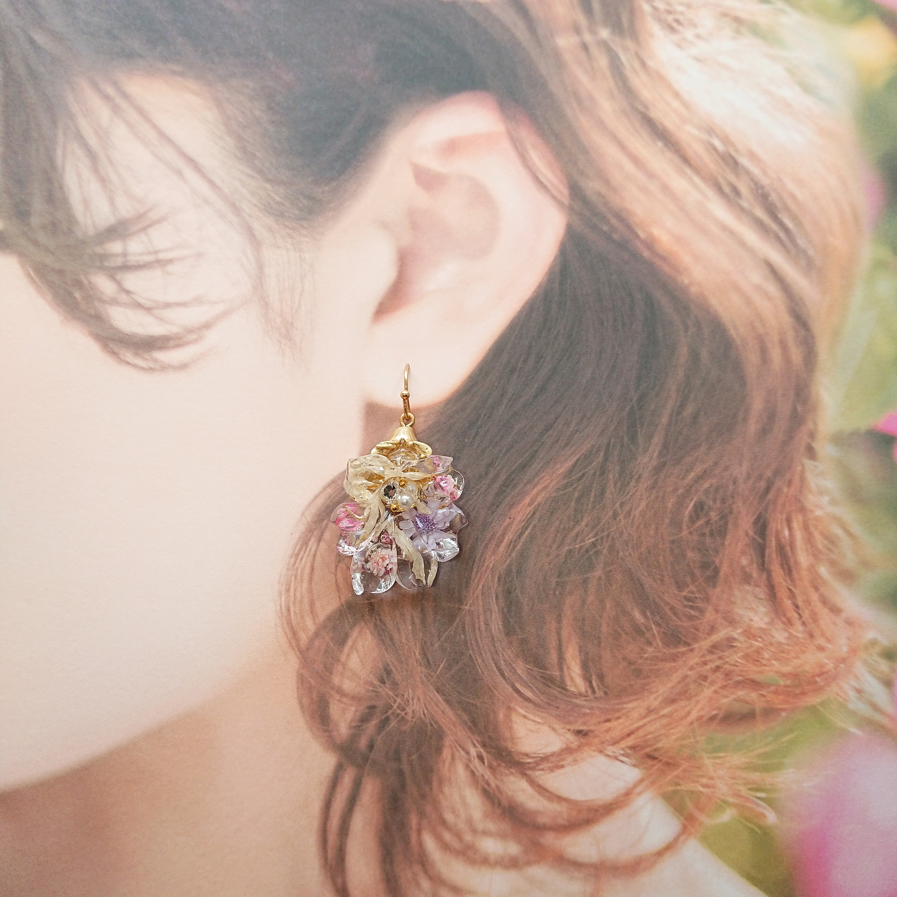 フリフリ フリルフラワー 【藤色&ホワイト】の画像2