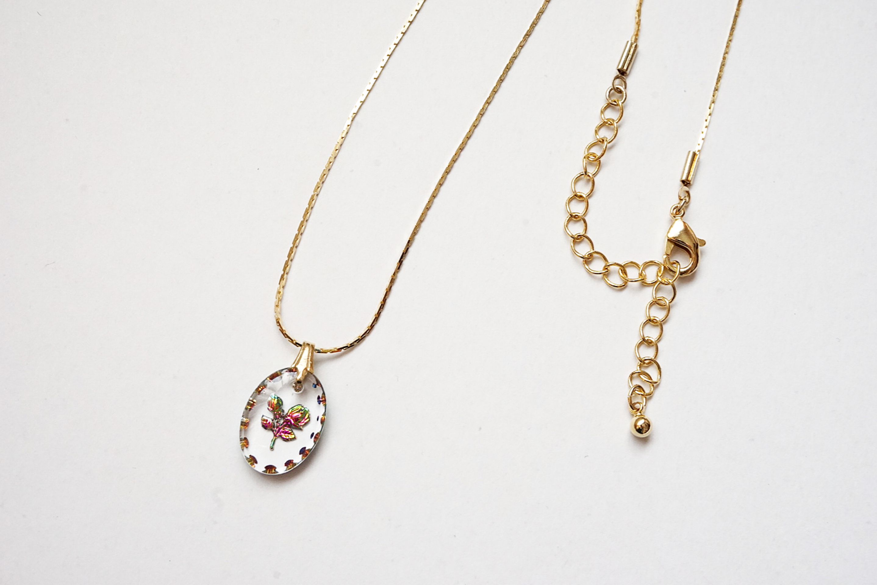 ドイツ製ガラスネックレス(オーバル)バラの画像2