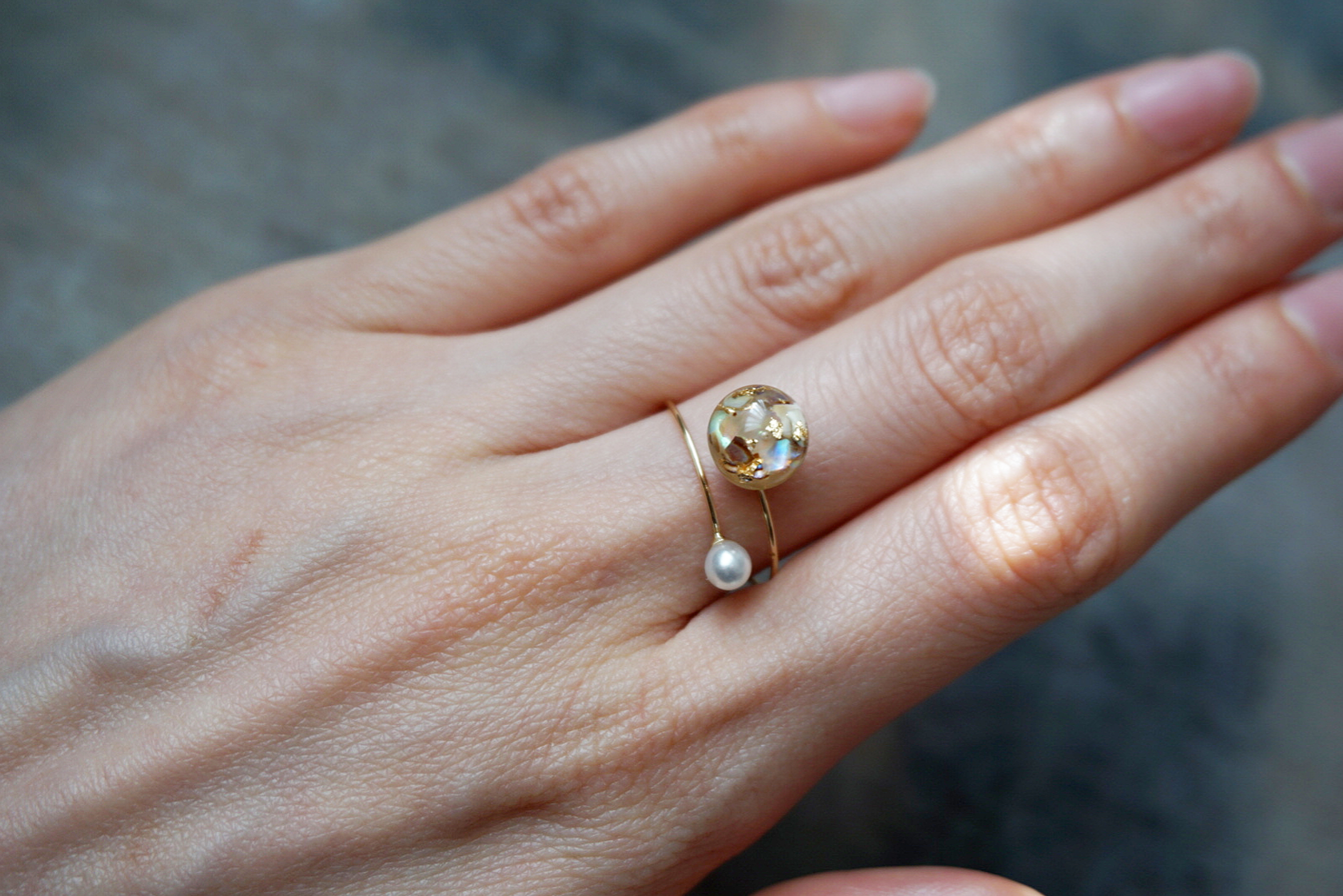 プラネットリング (ブラウンシェル) ゴールドの画像5