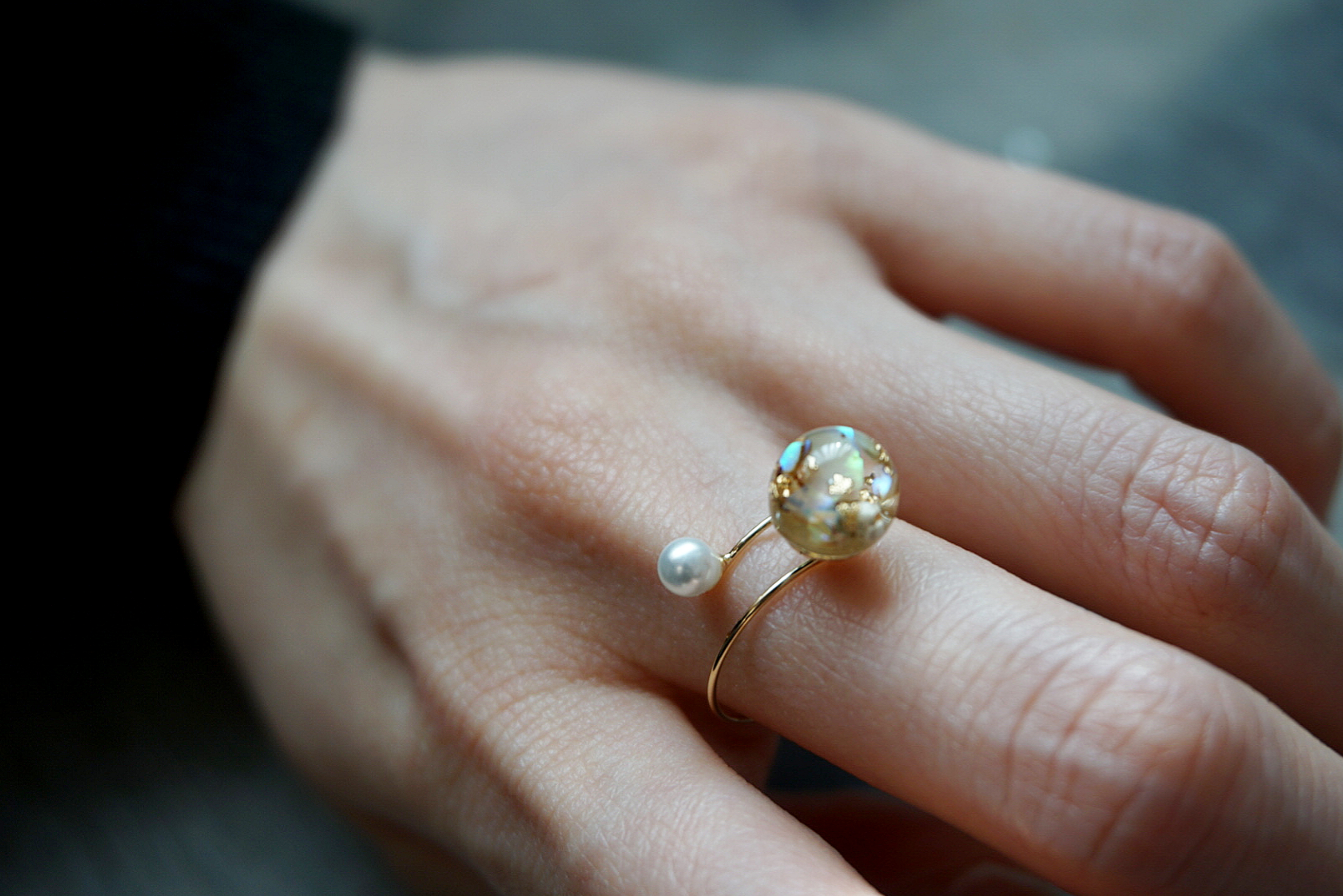 プラネットリング (ブラウンシェル) ゴールドの画像6