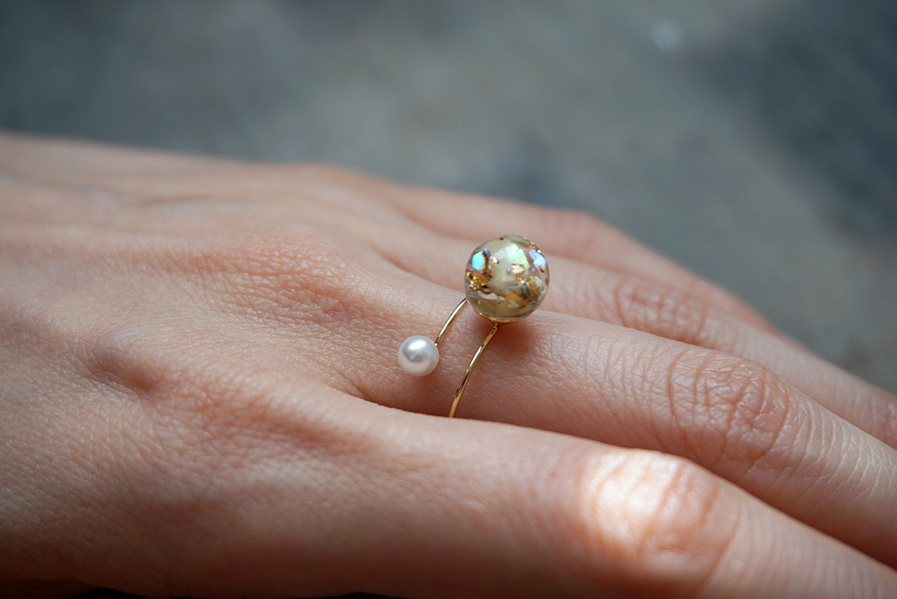 プラネットリング (ブラウンシェル) ゴールドの画像7