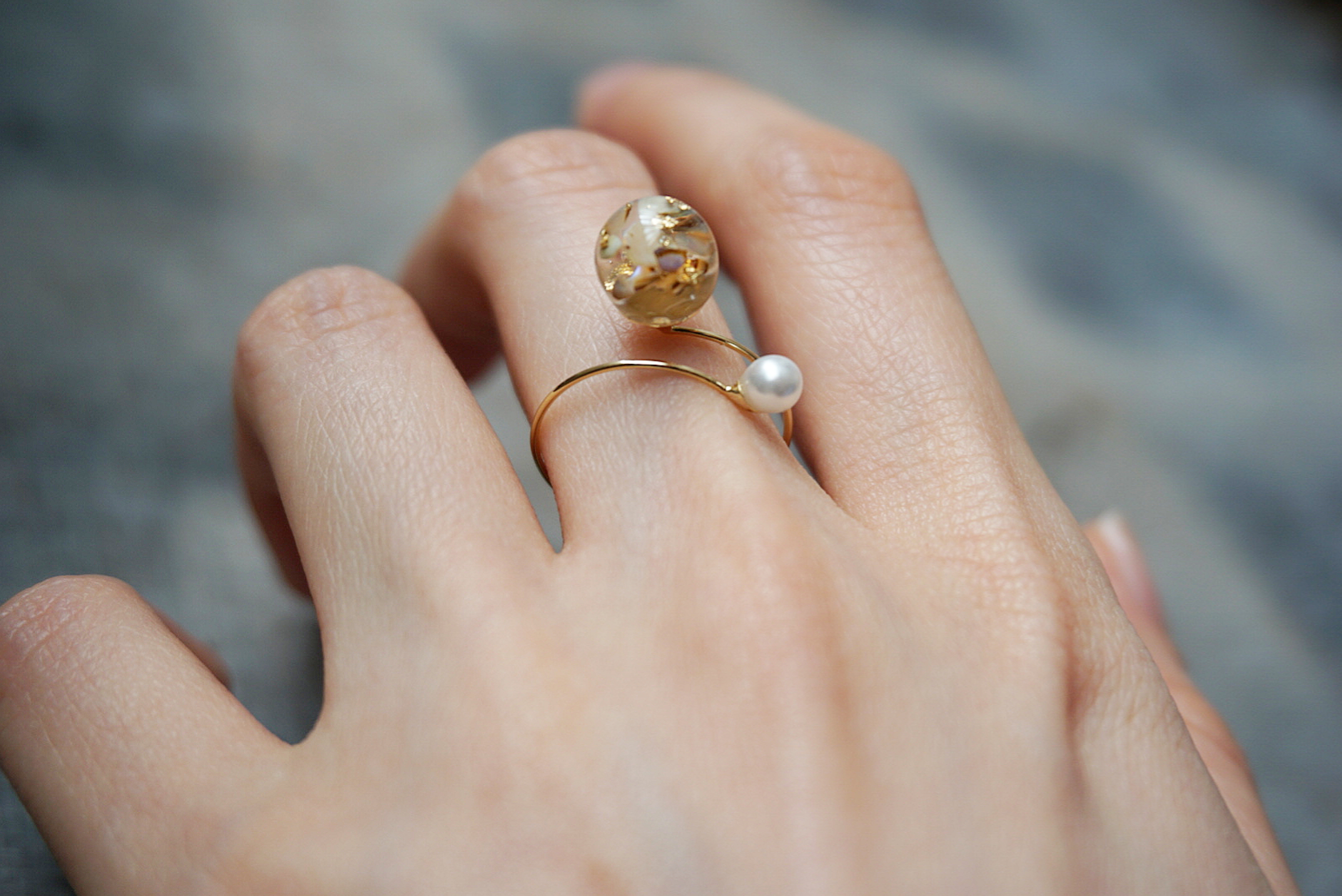 プラネットリング (ブラウンシェル) ゴールドの画像8