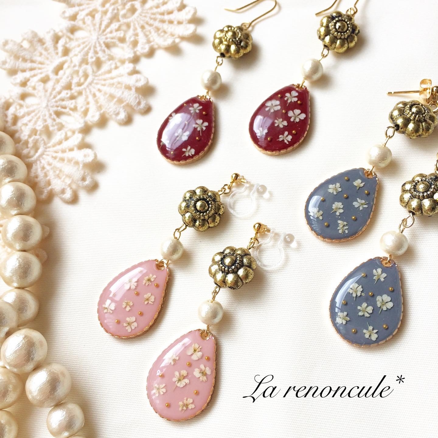 ピンク❋秋色ドットフラワーの画像3