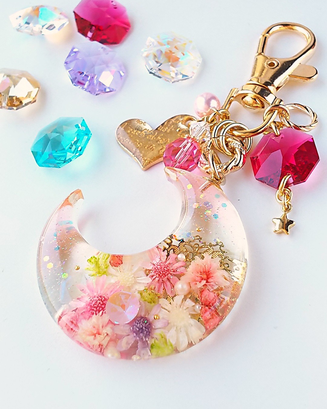 Moon flower field🌼キーホルダー（ピンク）の画像2