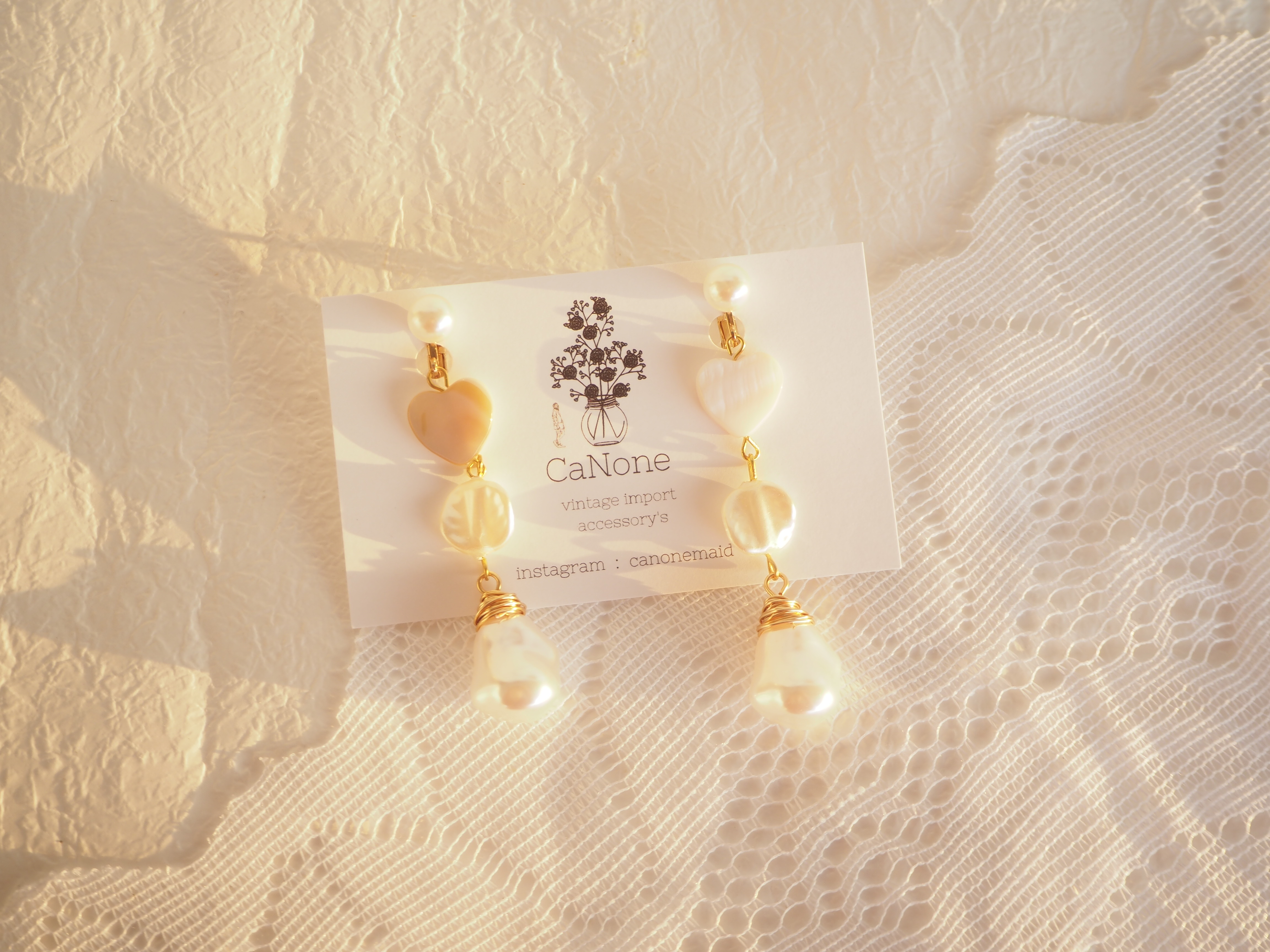 heart pearl earringの画像2