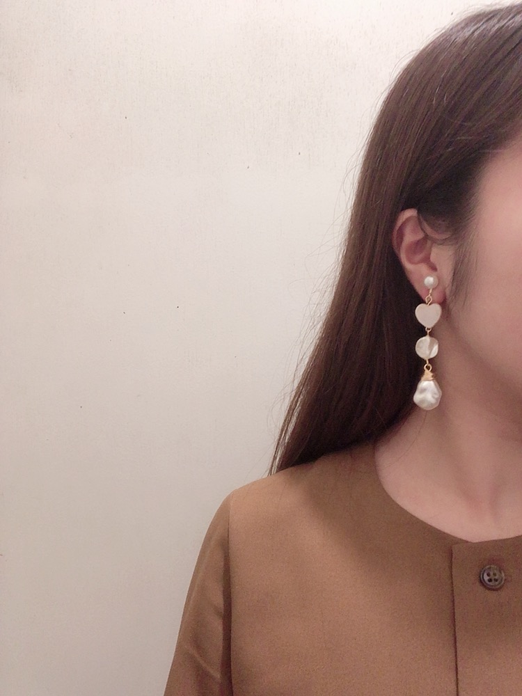 heart pearl earringの画像3