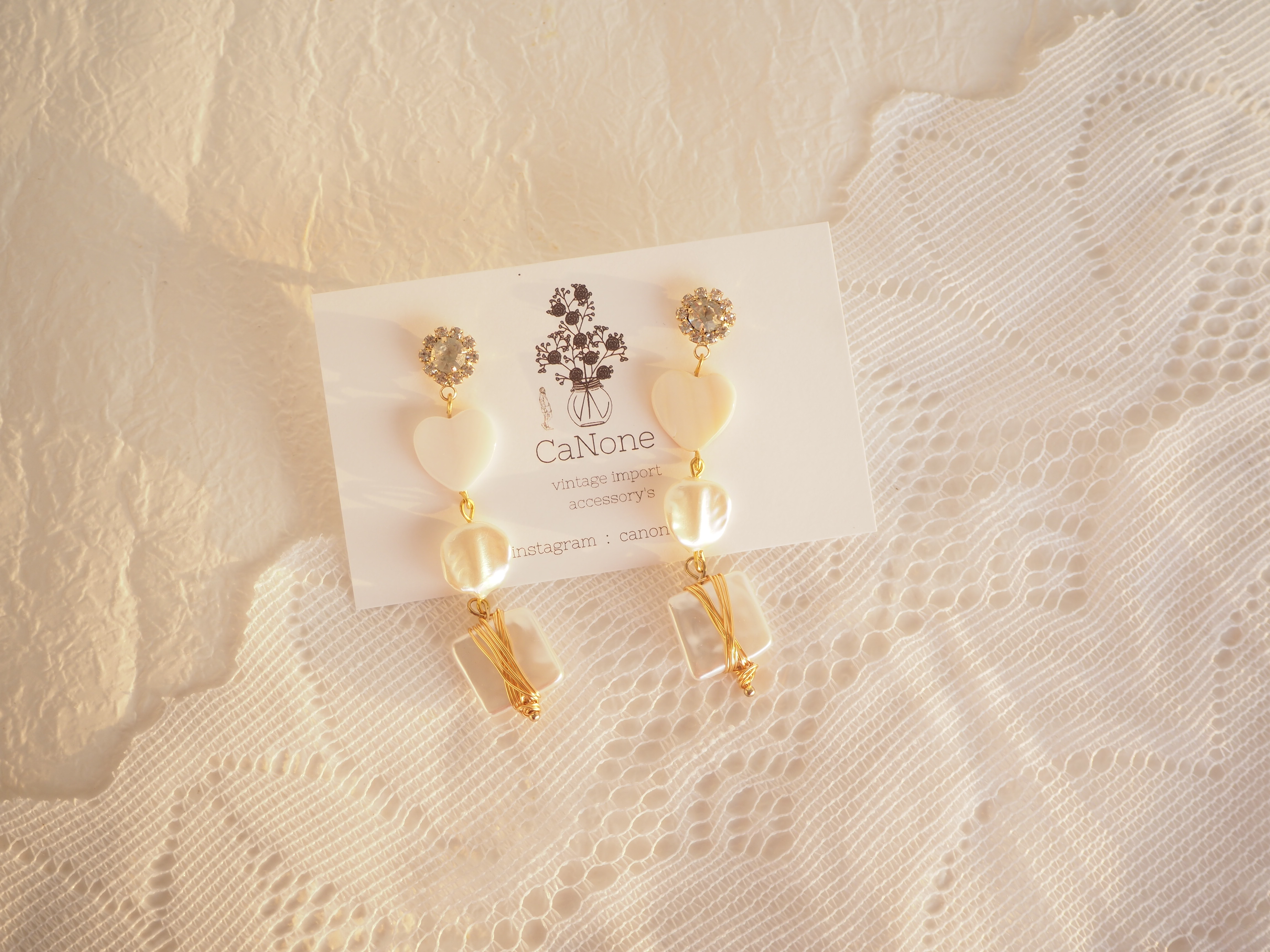 heart pearl square pierceの画像2