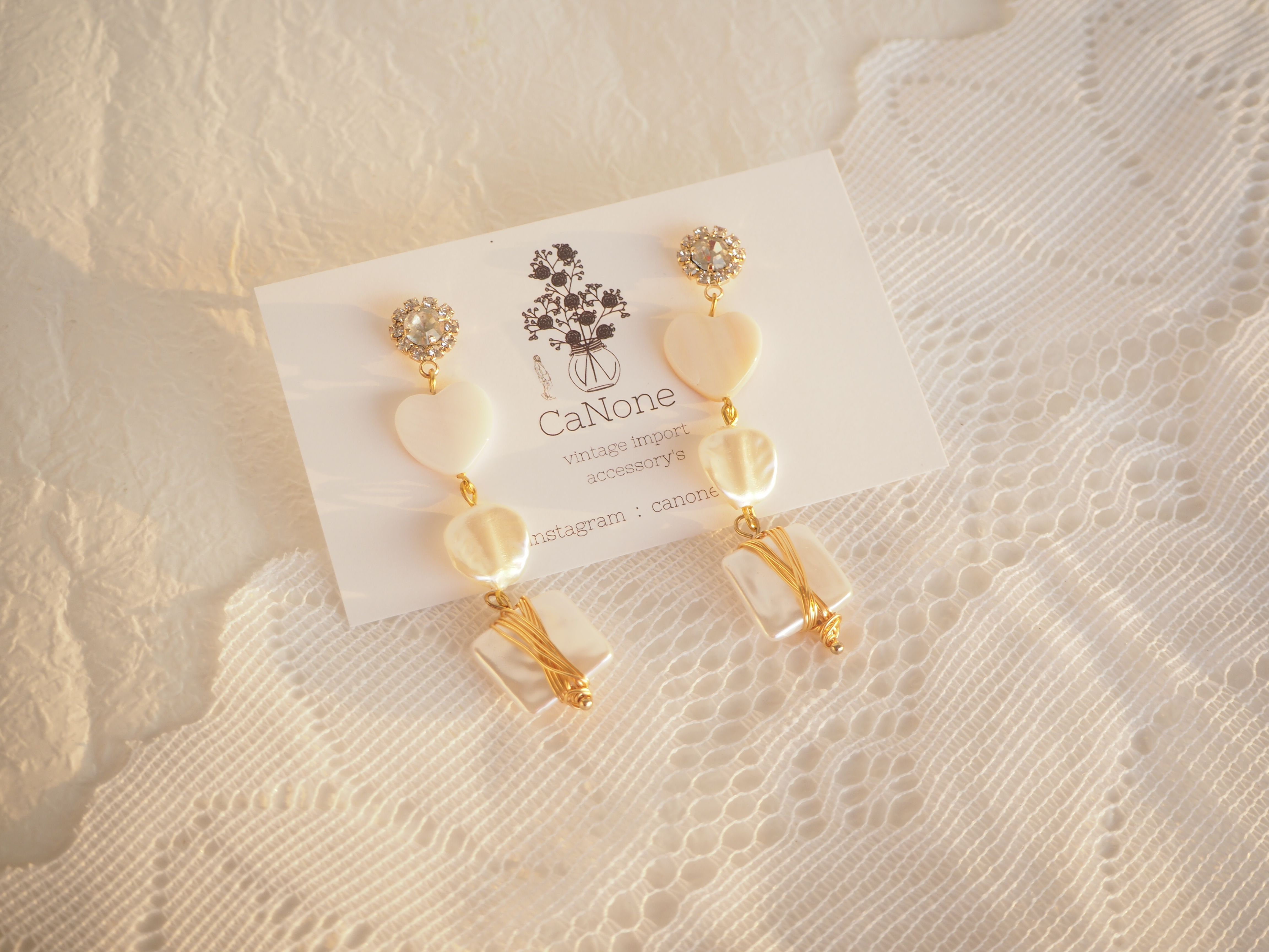 heart pearl square pierceの画像3