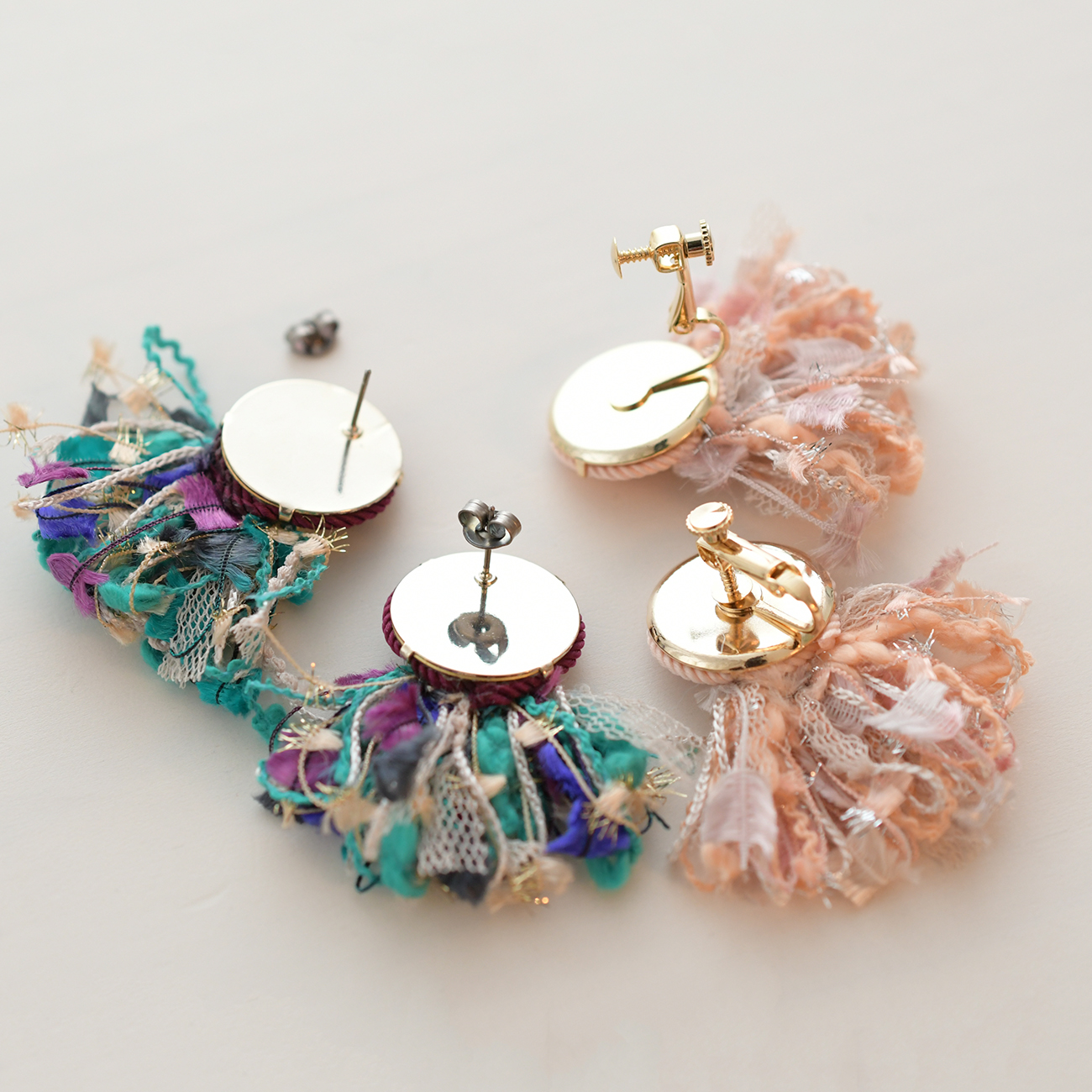 コードモチーフタッセルピアス・イヤリング/ピンク、クリームの画像8