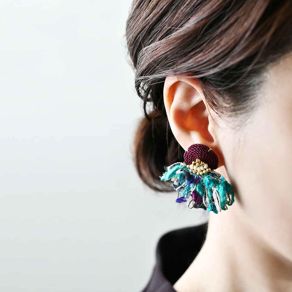 コードモチーフタッセルピアス・イヤリング/ピンク、クリームの画像9