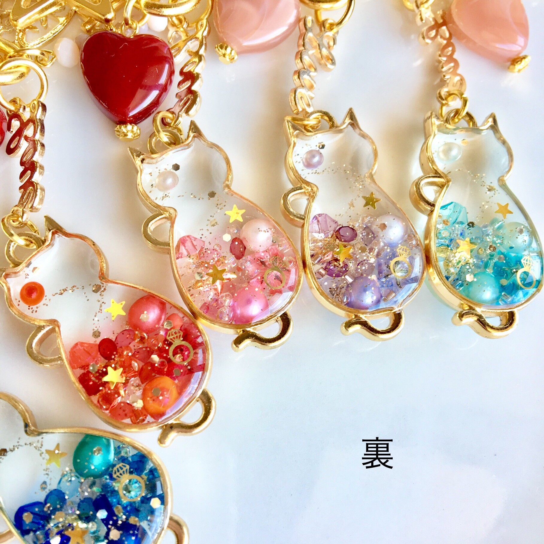 ブルー＊オシャレねこのキーホルダーの画像3