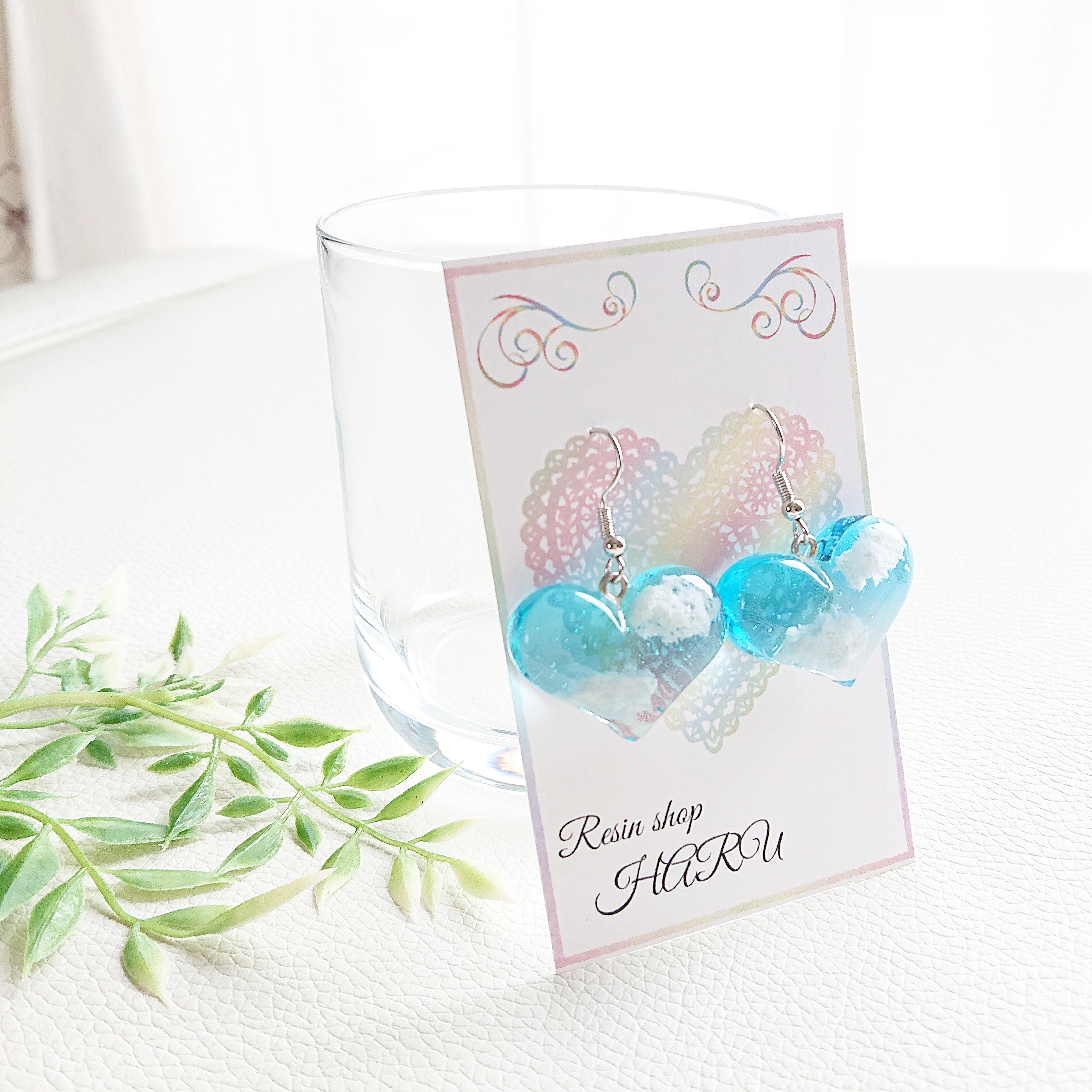 ハートの空。.*<ぷっくり> ハート型レジンピアス・イヤリングの画像4