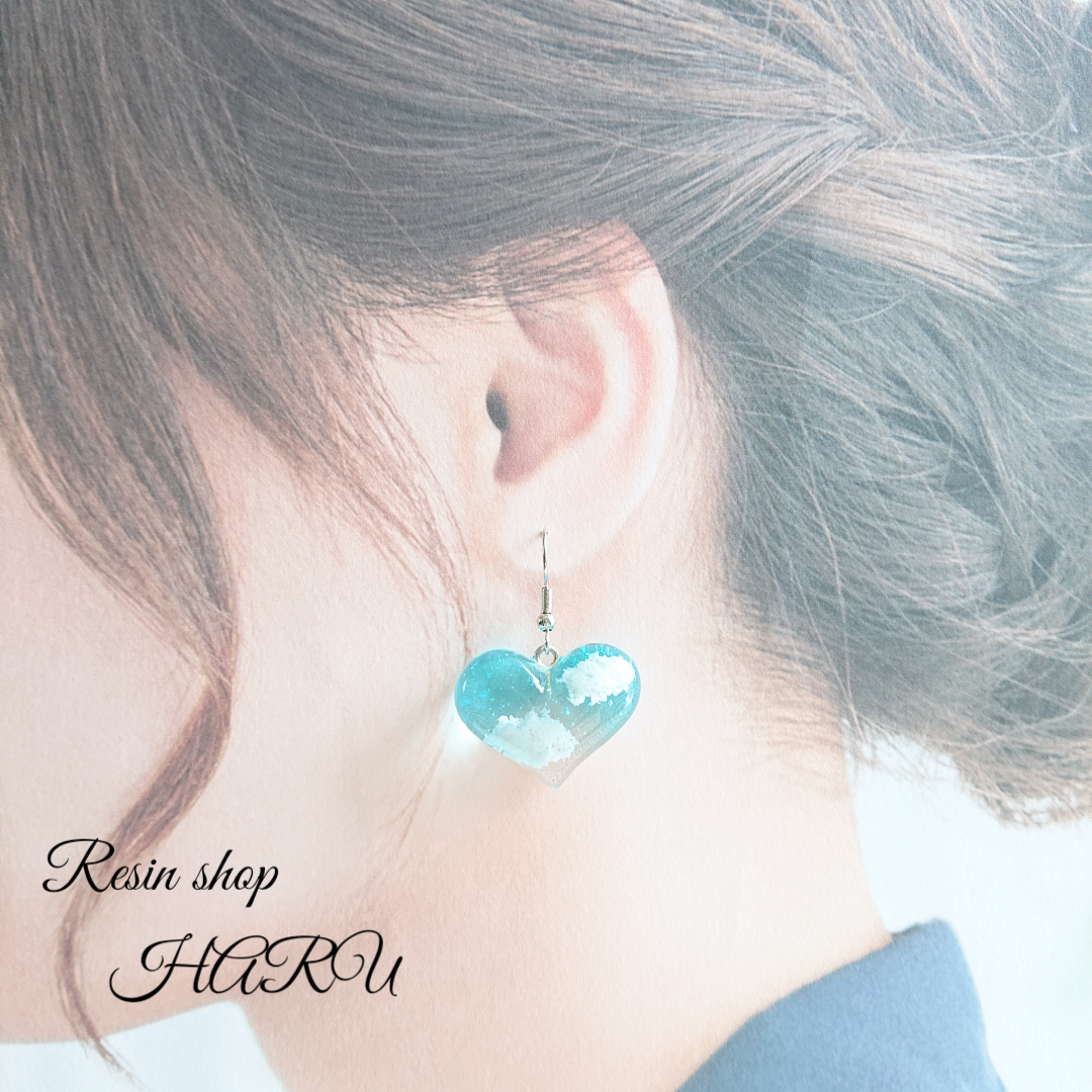 ハートの空。.*<ぷっくり> ハート型レジンピアス・イヤリングの画像5