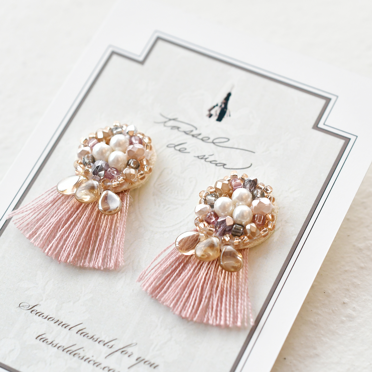 タッセルピアス・イヤリング/マーメイドピンクの画像3