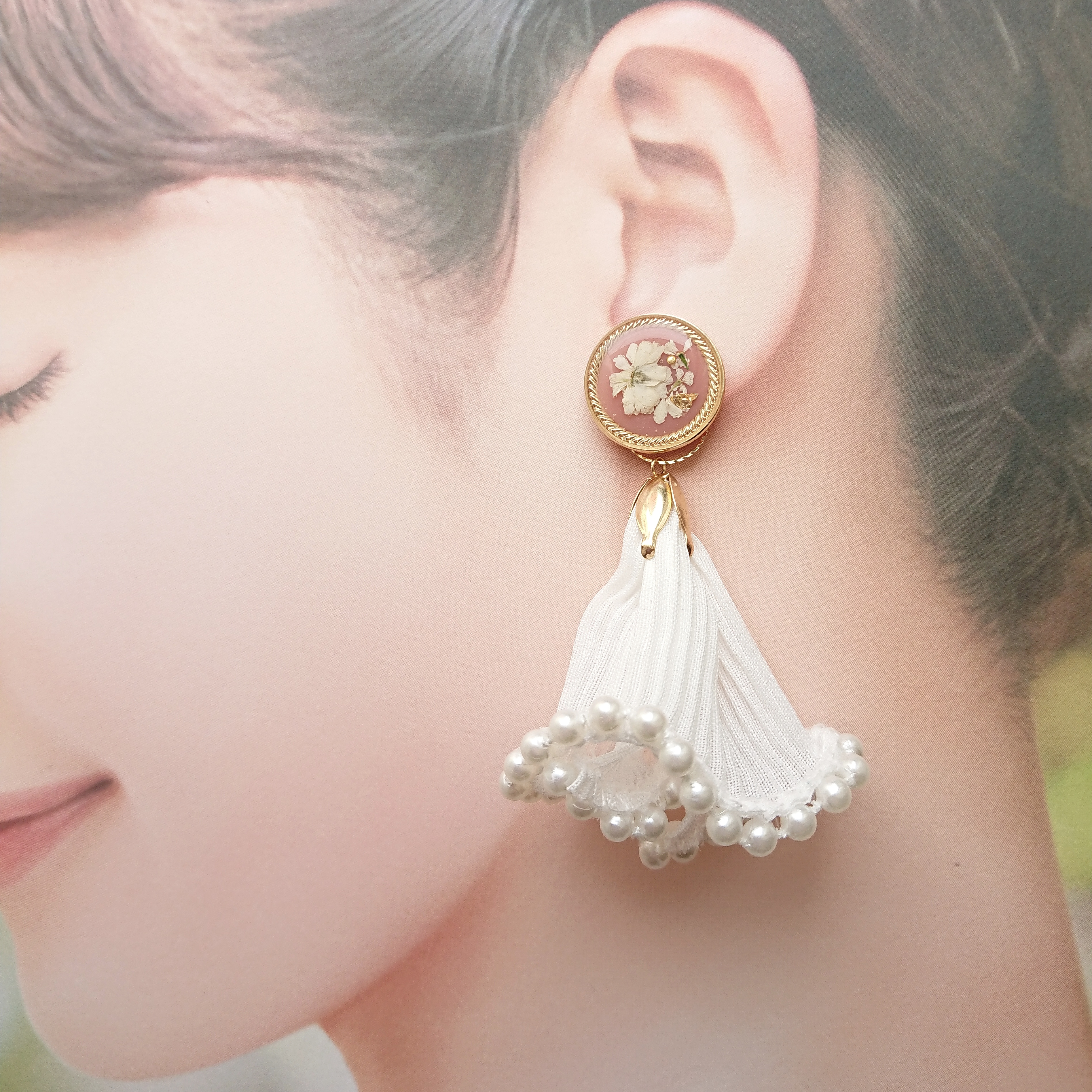 アンティークフリルタッセル ❁くすみピンクの画像2