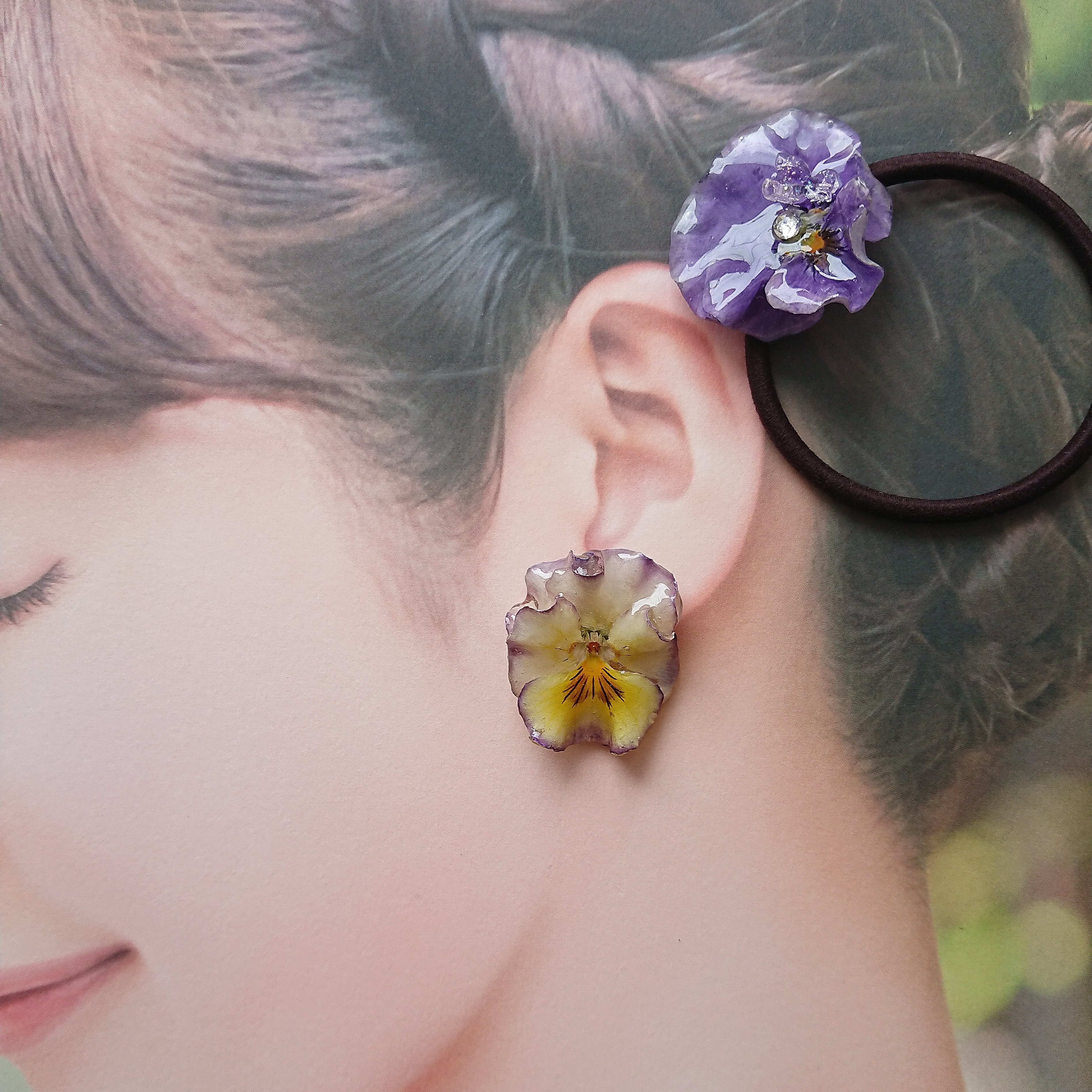 ヘアゴム❁バイオレットフリルビオラの画像2