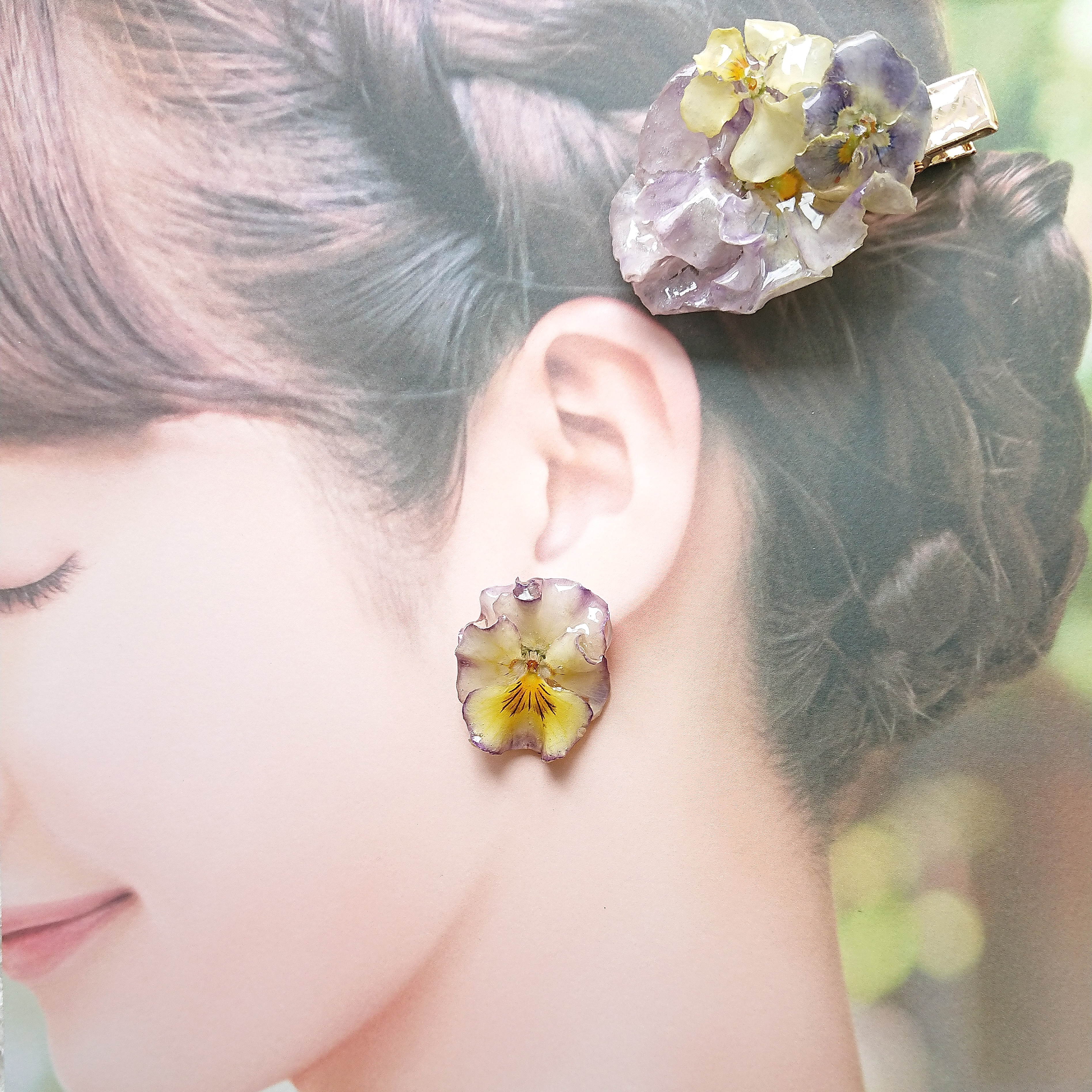 フリル3輪のレース柄ヘアクリップの画像2