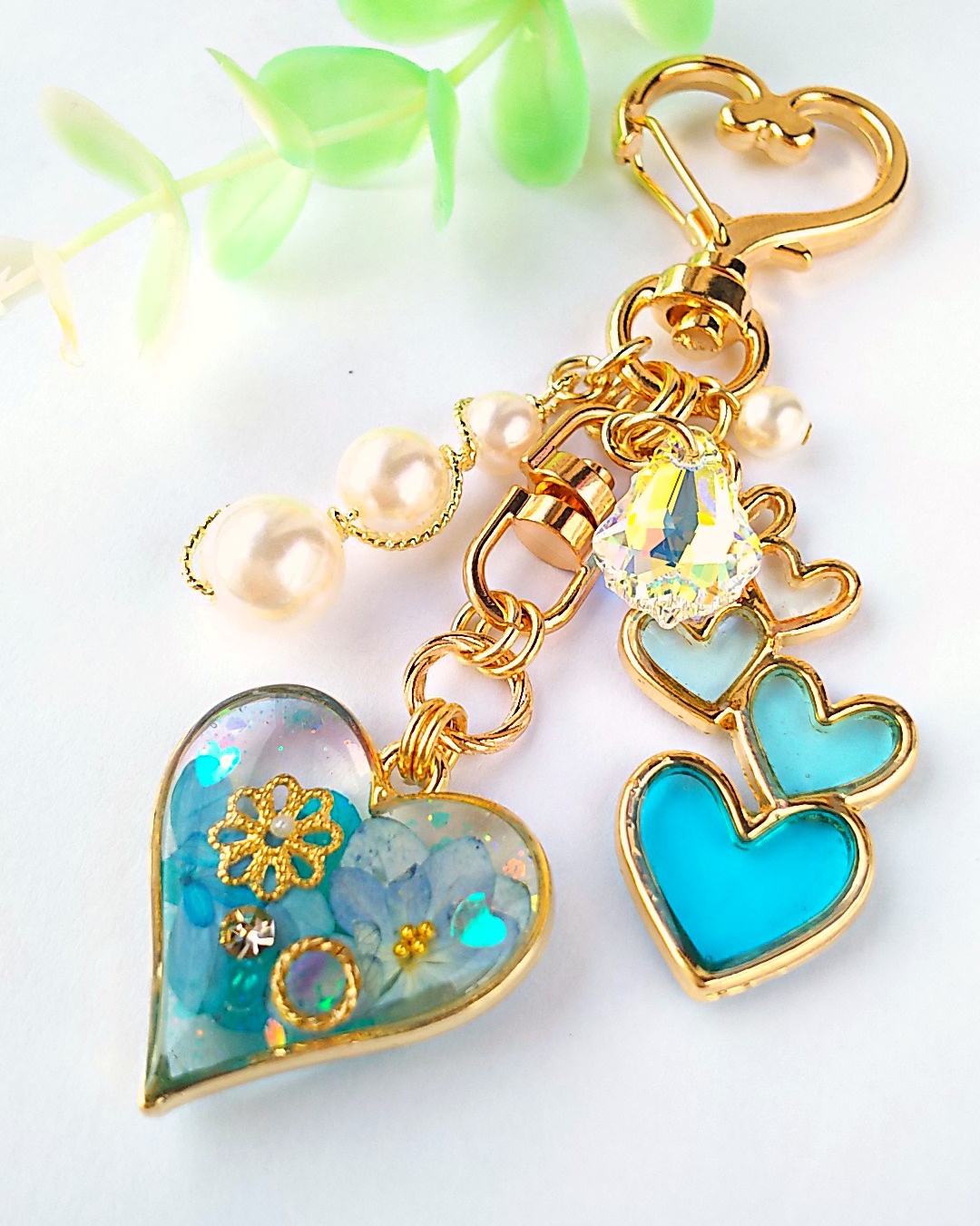 連なるハートのキーホルダー💙の画像2