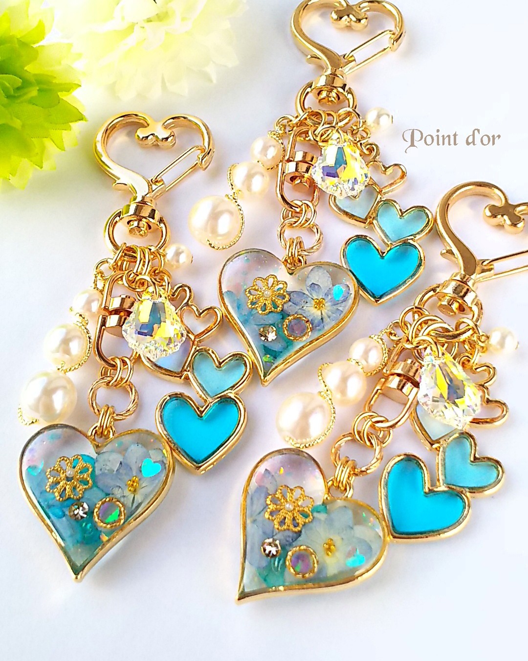 連なるハートのキーホルダー💙の画像3