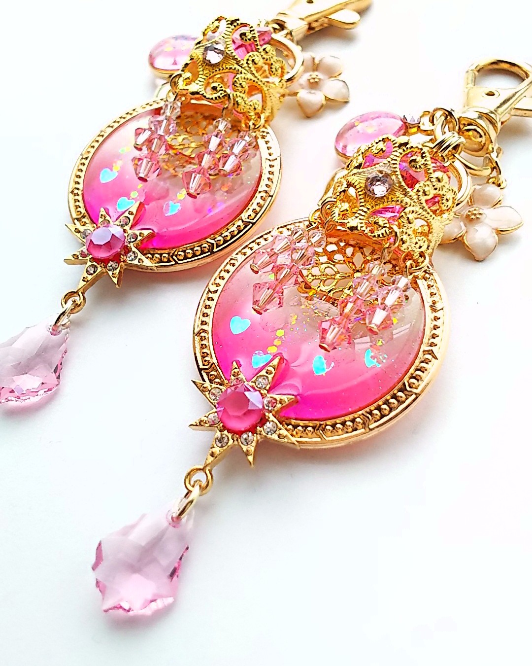 ピンクパープル💜シャンデリアキーホルダーの画像2