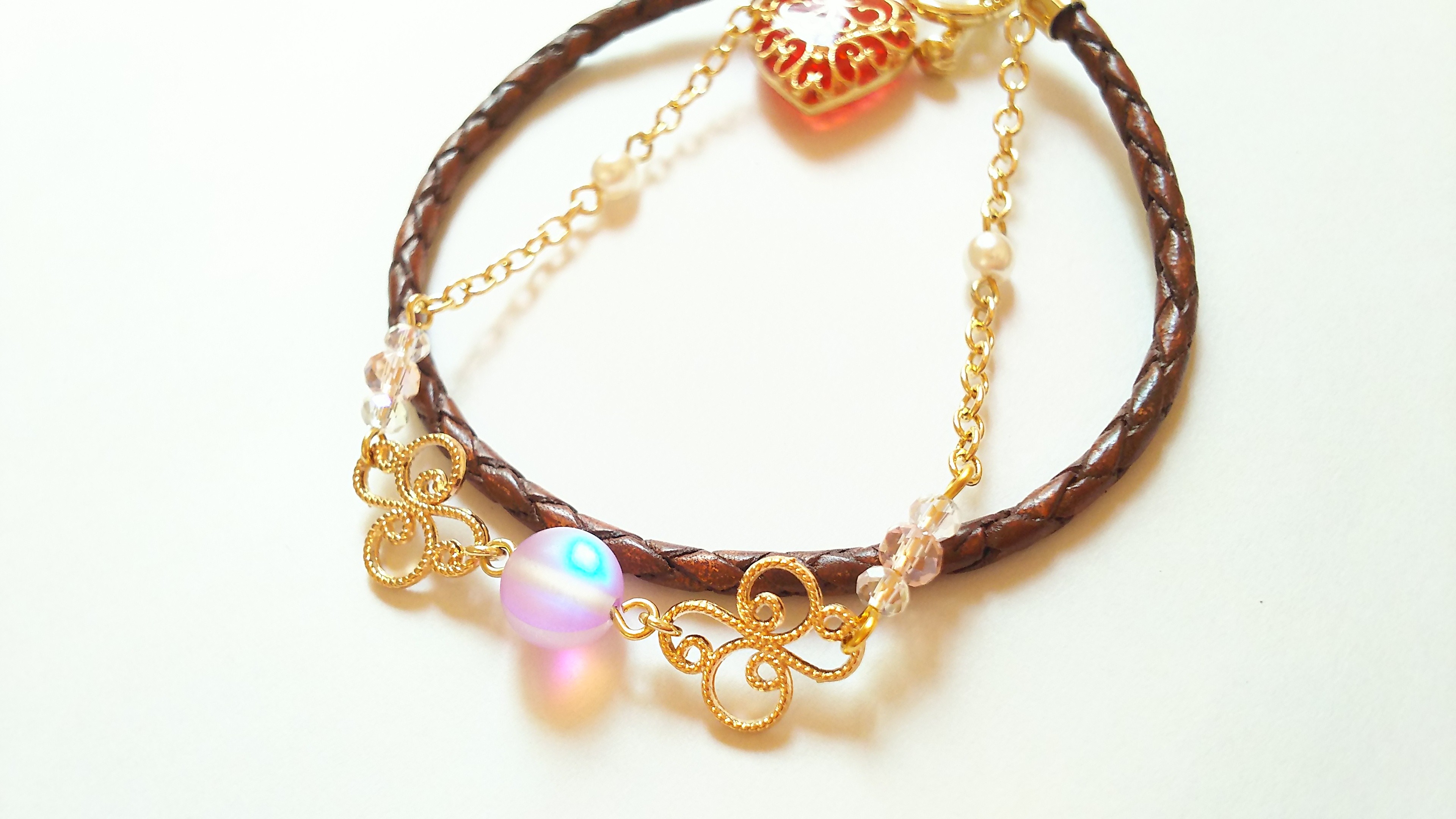 本革ハートチャームのブレスレットの画像2