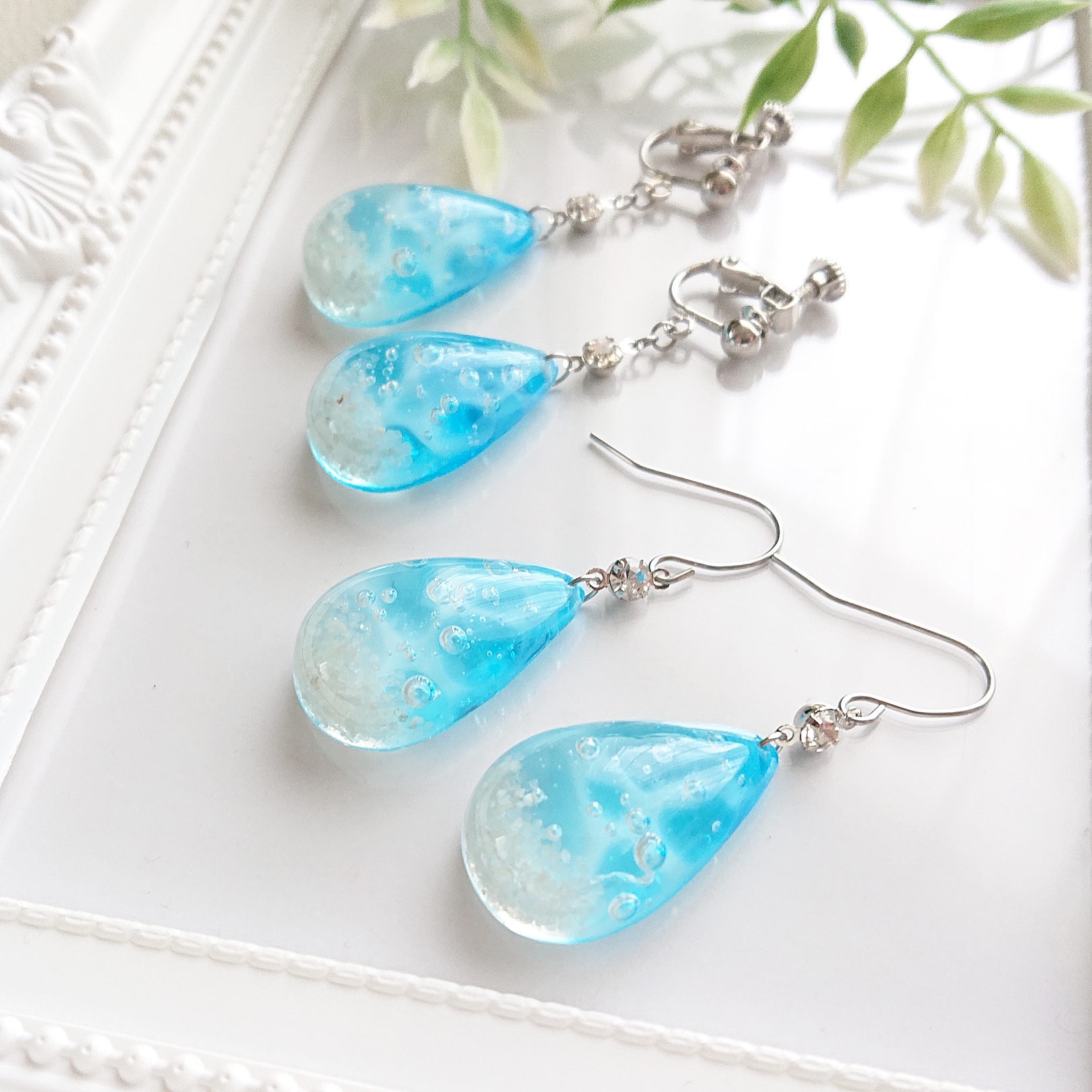 マリンドロップ。.*・°半雫型レジンピアス・イヤリング | FANTIST