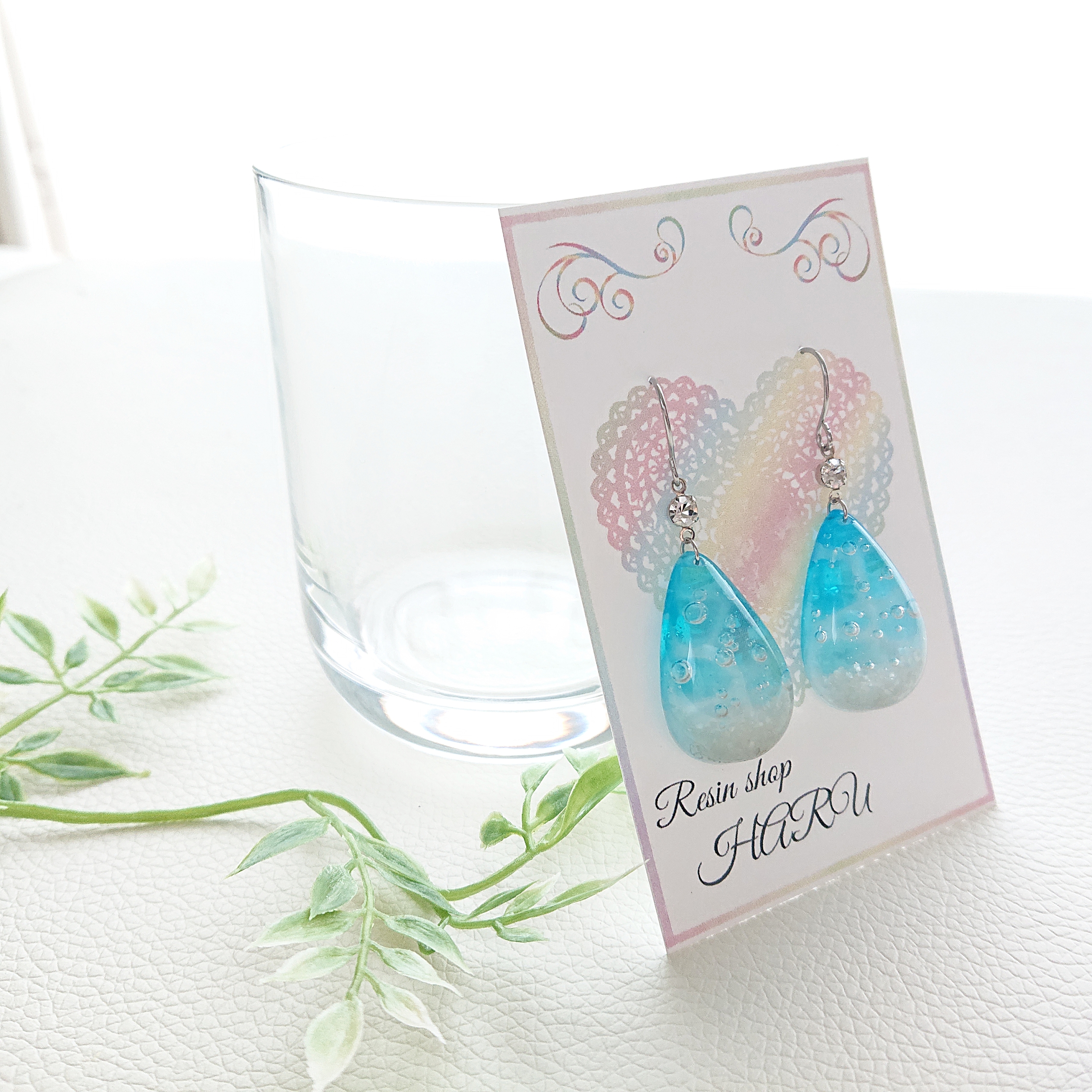 マリンドロップ。.*・°半雫型レジンピアス・イヤリングの画像3