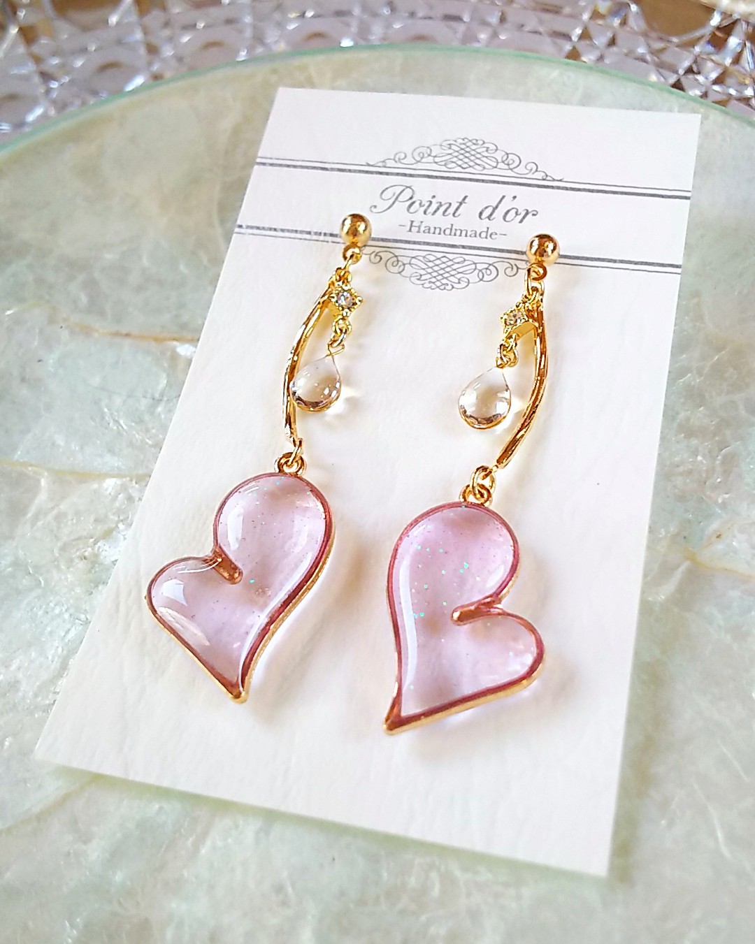 ハートと雫の耳飾り（ラベンダー）の画像2