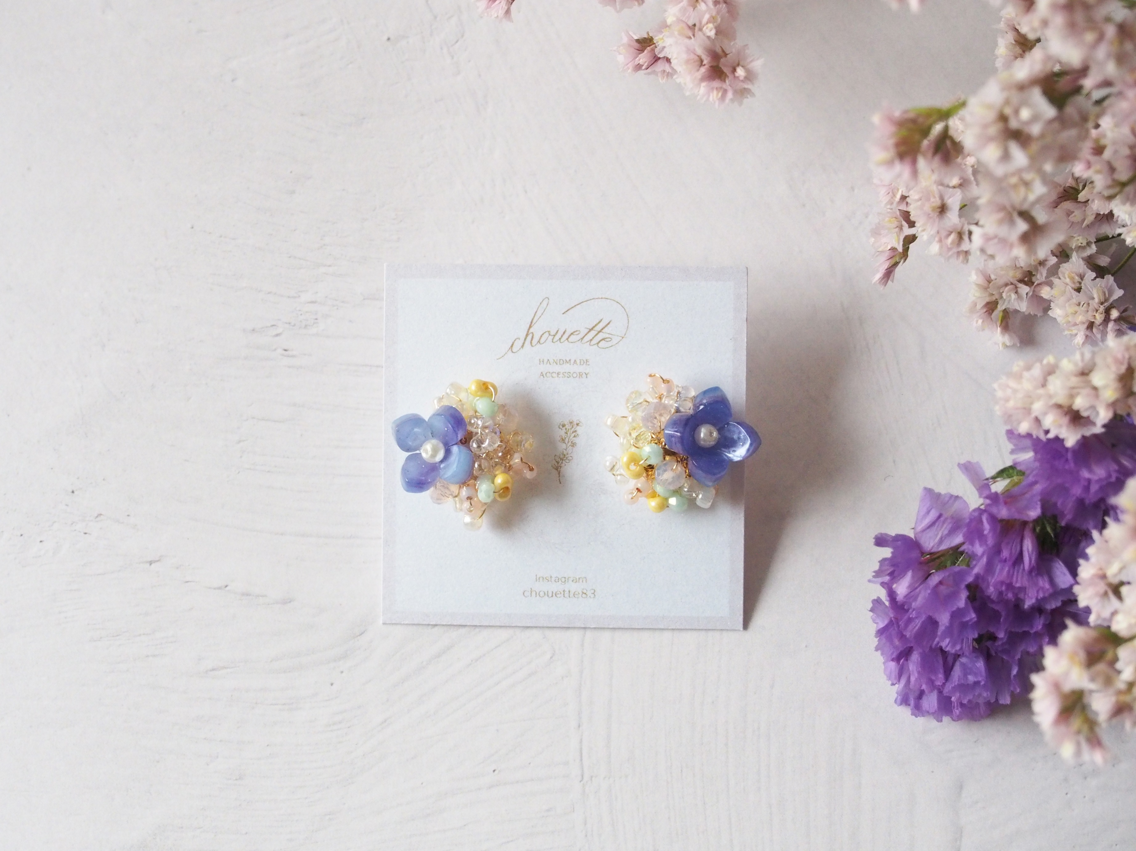 flowerピアス/イヤリング(purple)の画像2