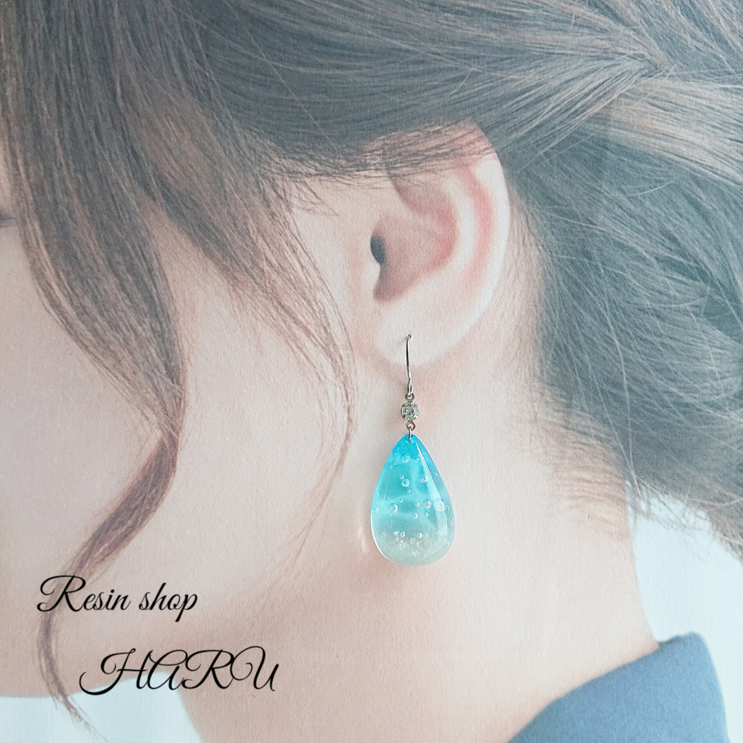 マリンドロップ。.*・°半雫型レジンピアス・イヤリングの画像5