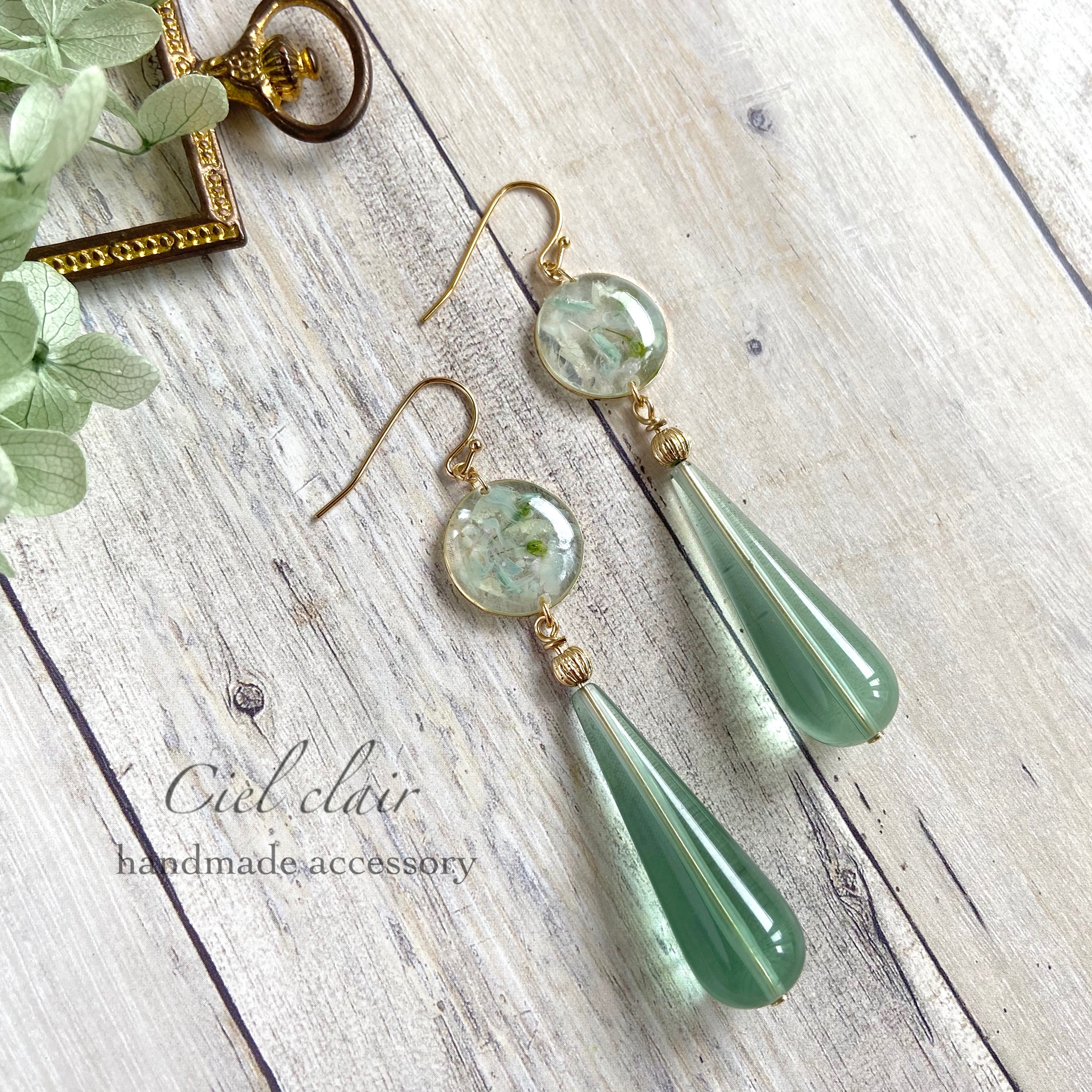 Herb& marbleロングドロップピアスの画像2