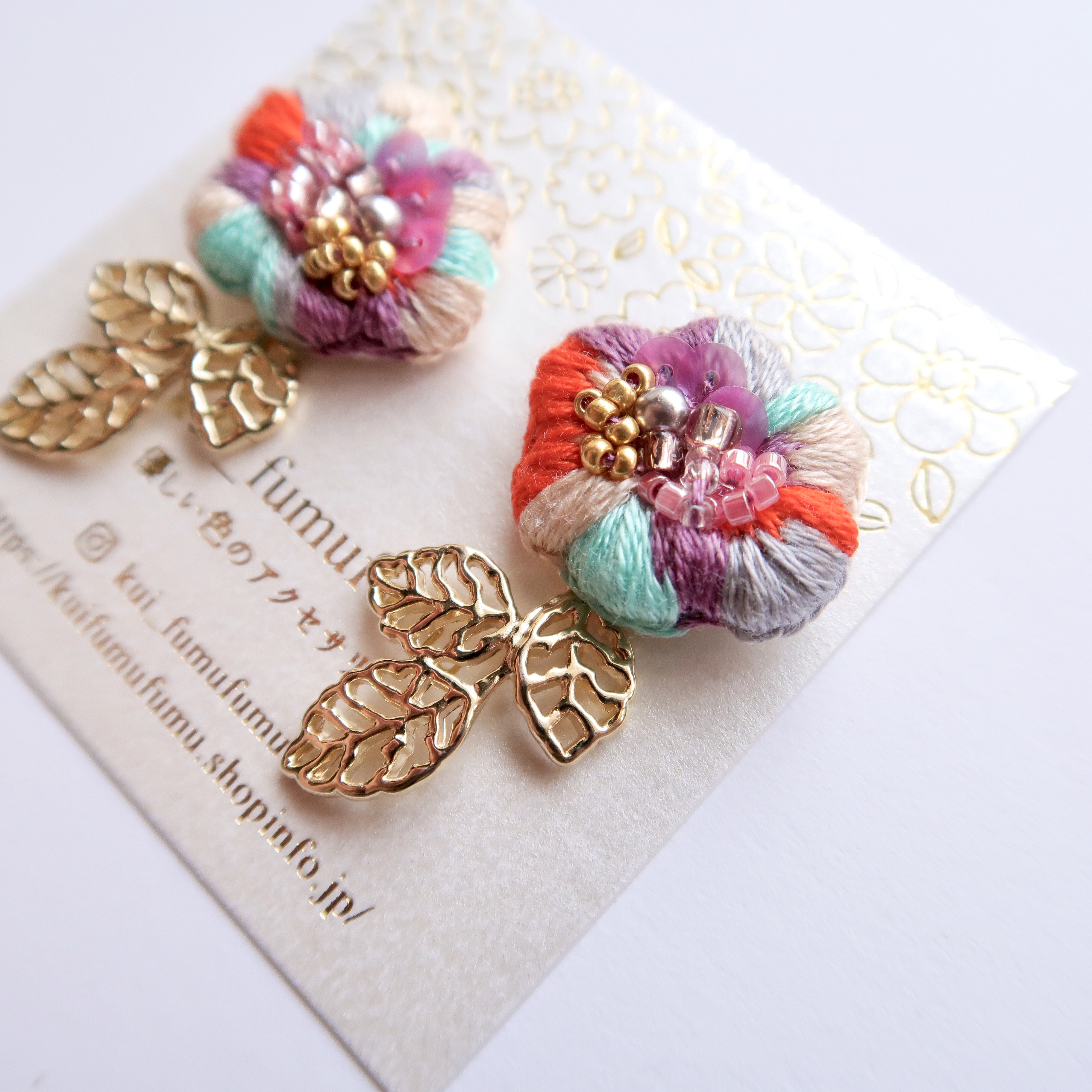 刺繍no宝石耳飾り（玲瓏）の画像2