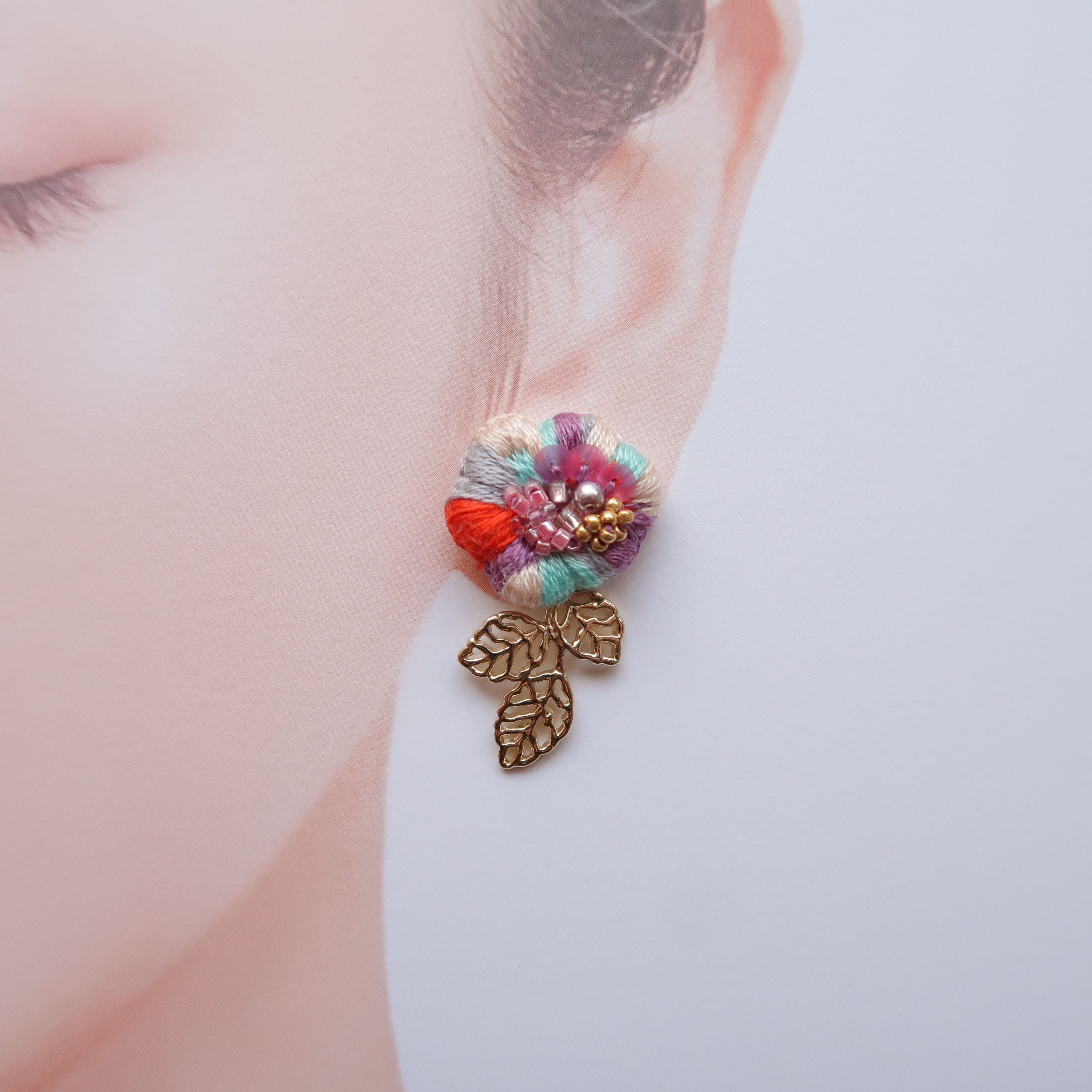 刺繍no宝石耳飾り（玲瓏）の画像4