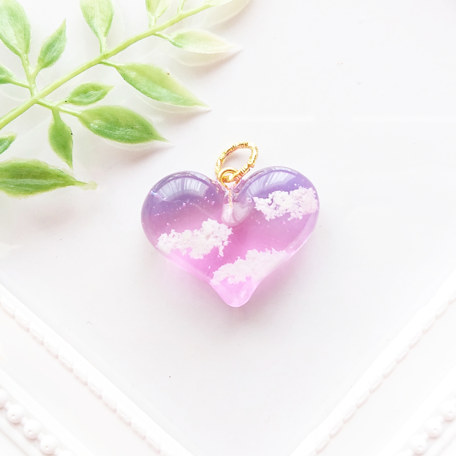 ハートの空。.*<朝焼け> ハート型レジンネックレスの画像2