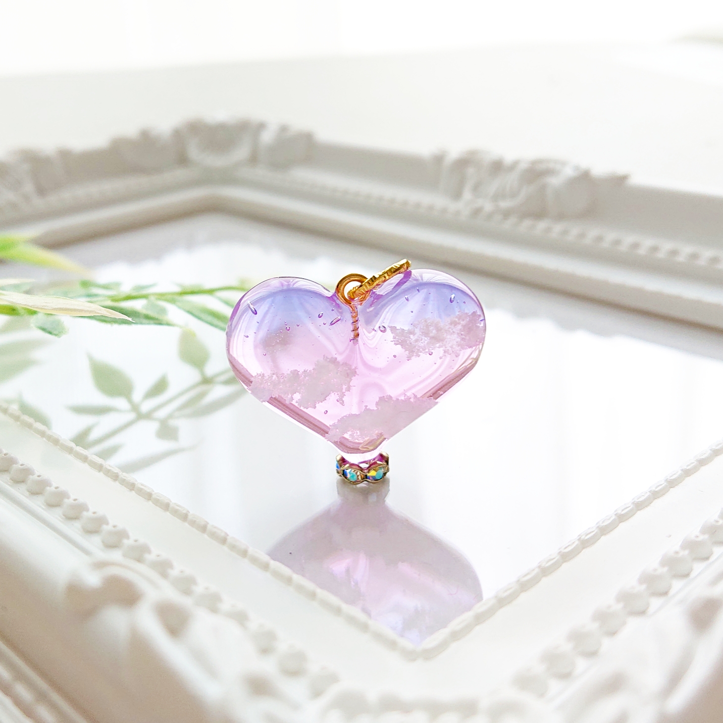 ハートの空。.*<朝焼け> ハート型レジンネックレスの画像3