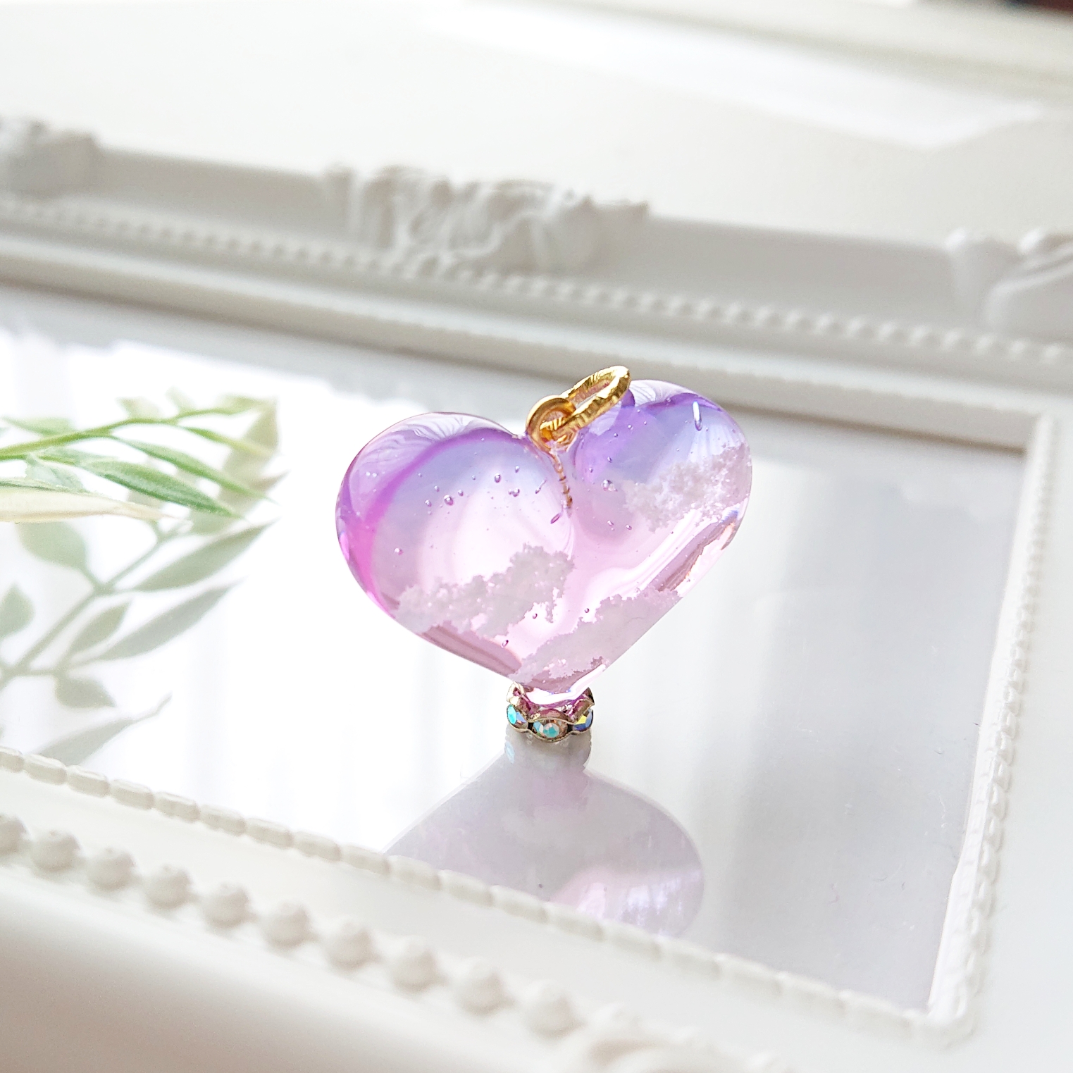 ハートの空。.*<朝焼け> ハート型レジンネックレスの画像4