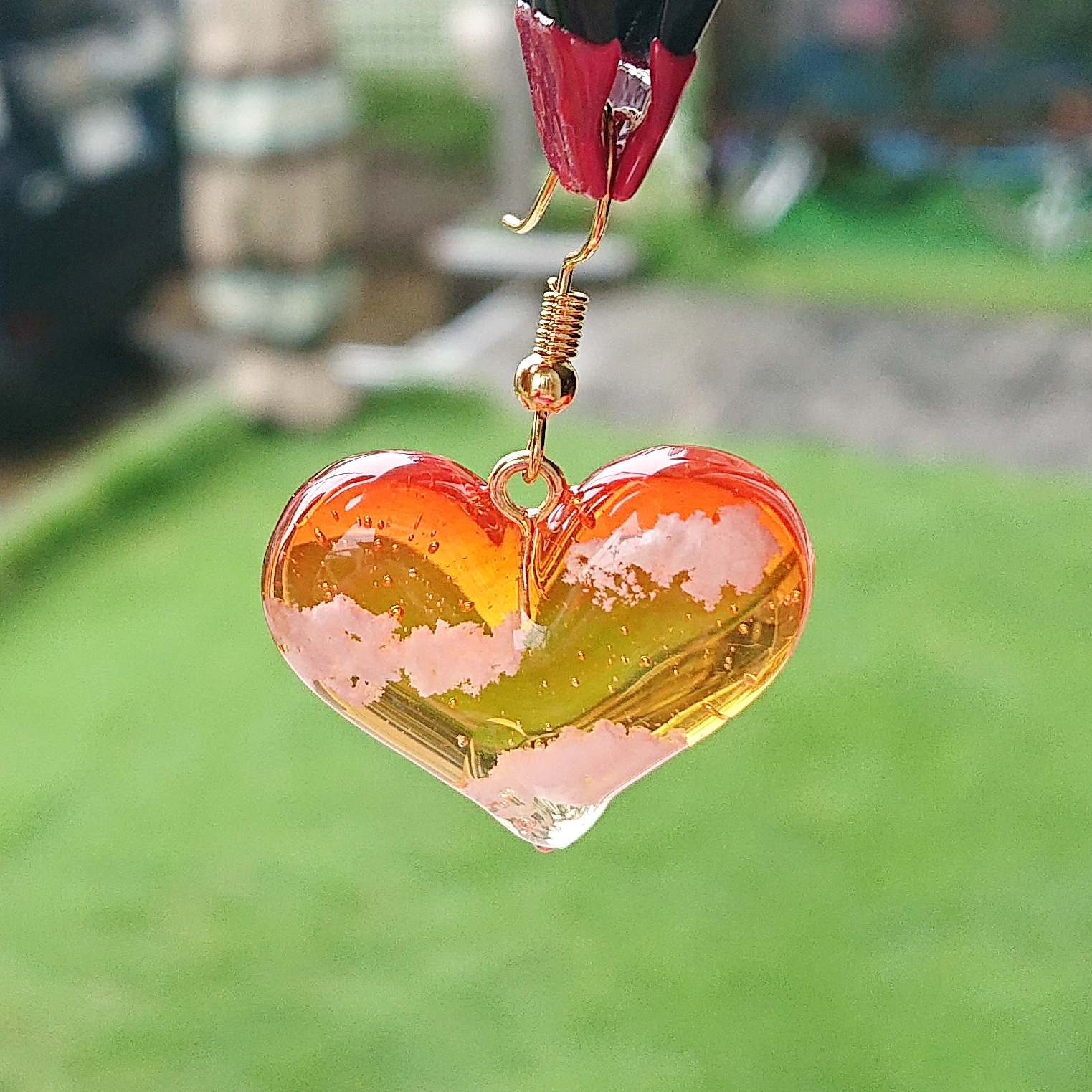 ハートの空。.*<夕焼け> ハート型レジンピアス・イヤリングの画像6