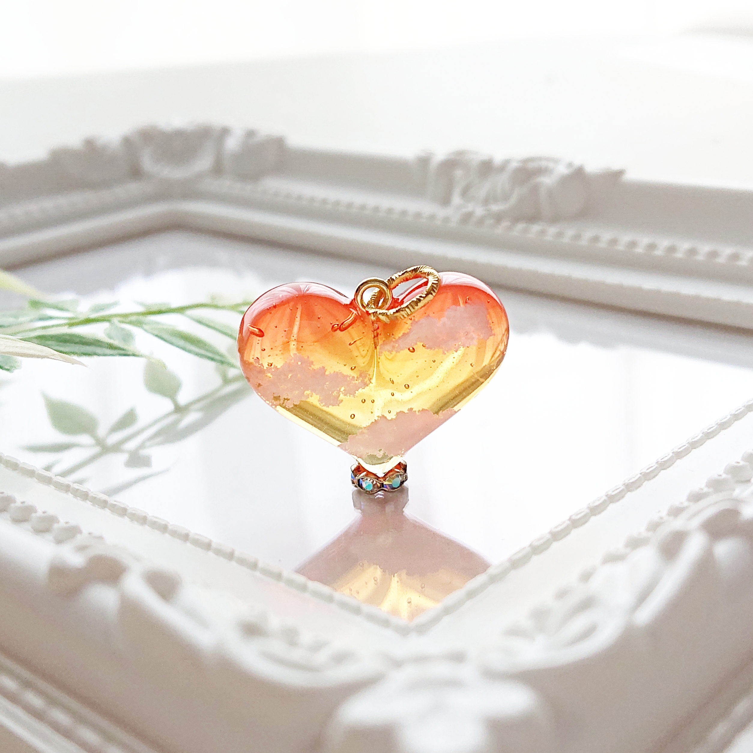 ハートの空。.*<夕焼け> ハート型レジンネックレスの画像3