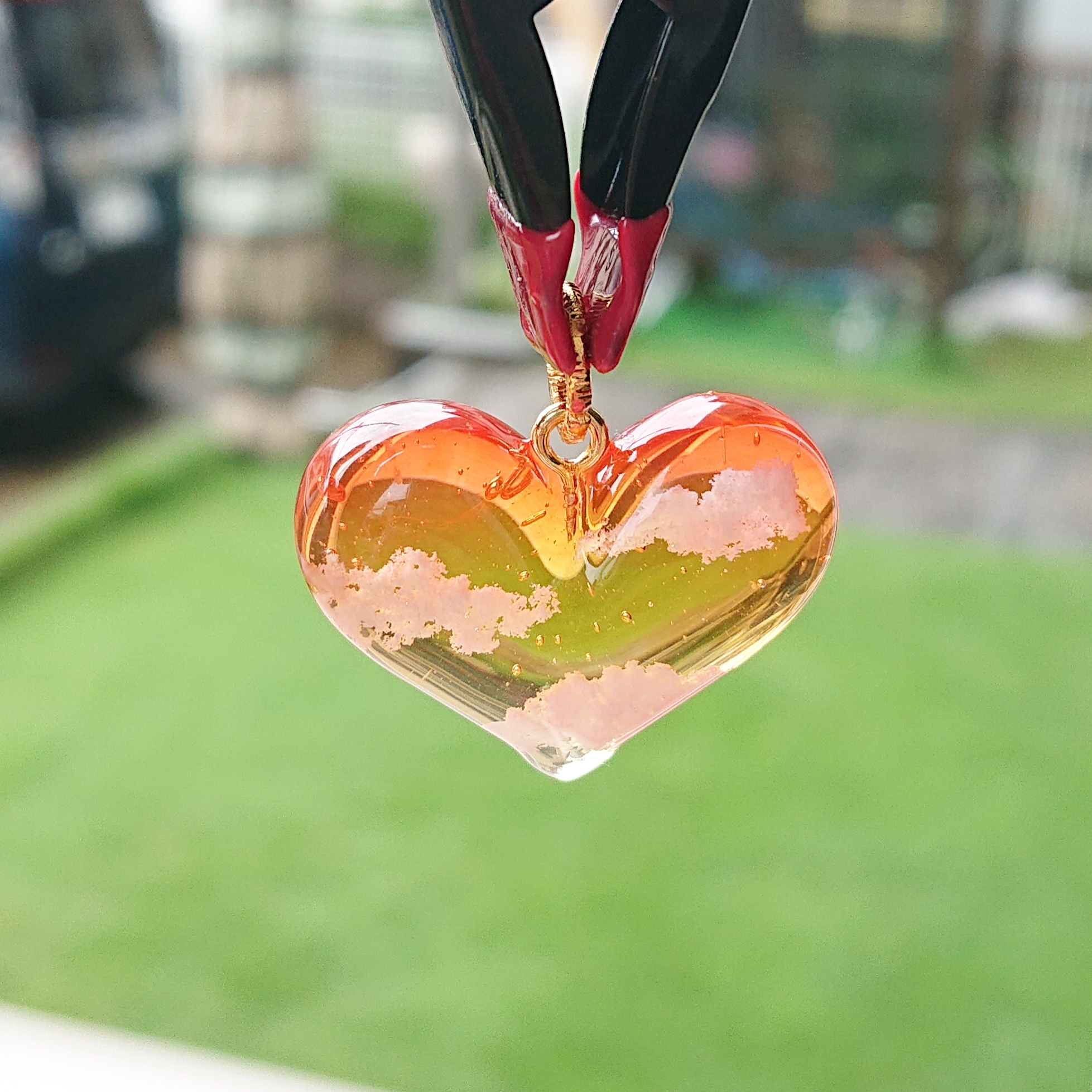 ハートの空。.*<夕焼け> ハート型レジンネックレスの画像4