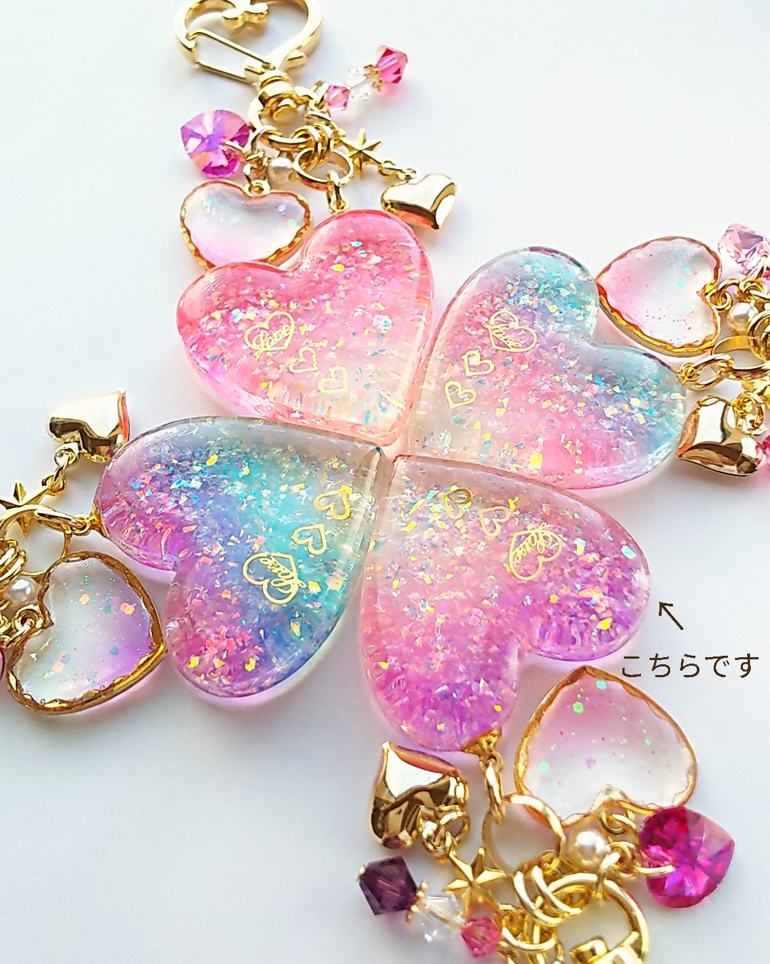 ハートのキーホルダー♡パープルピンクの画像2